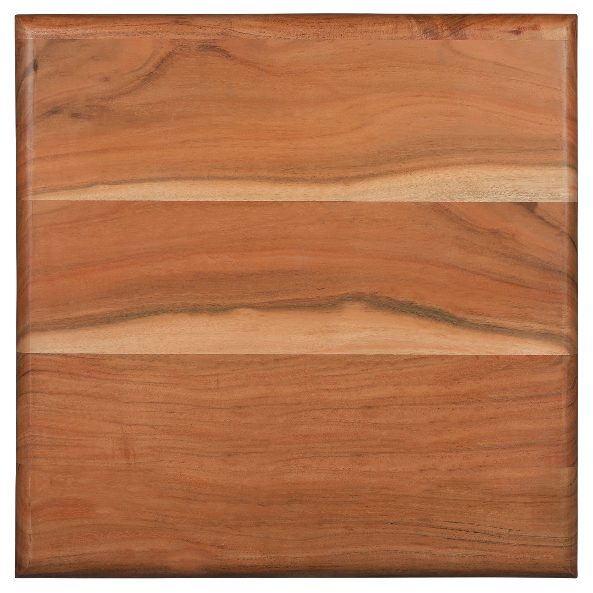 Holzplatte mit zwei horizontalen Streifen, natürliche Holzmaserung.