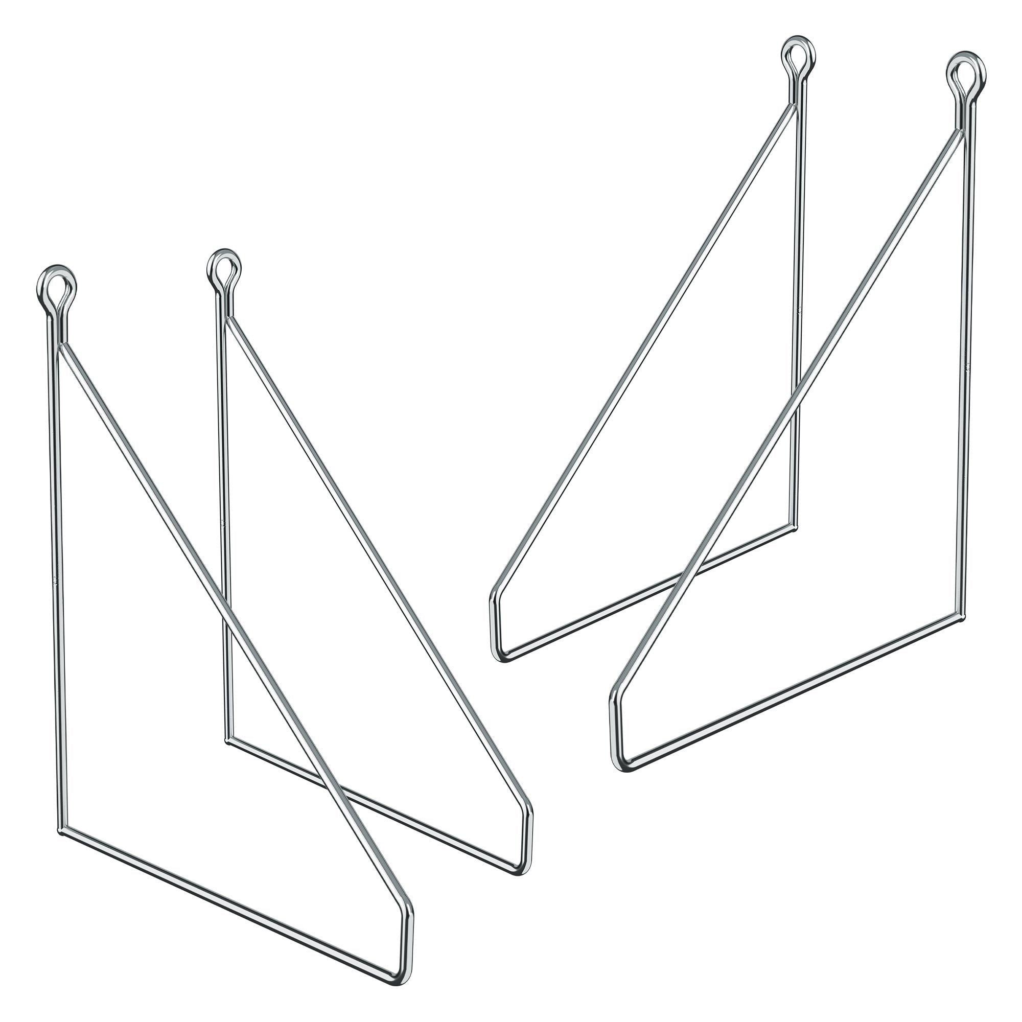 Deux supports métalliques en version claire, forme triangulaire.