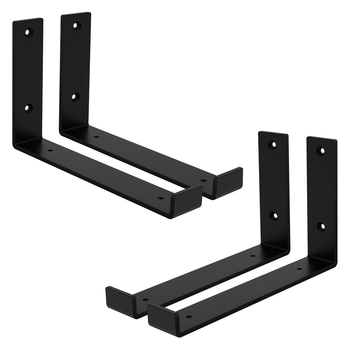 Zwei schwarze Wandhalterungen mit zwei horizontalen Streben.