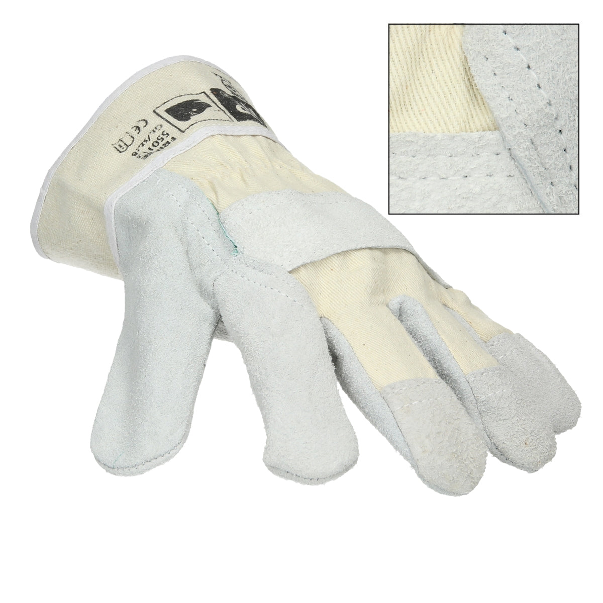 Arbeitshandschuh aus Leder mit verstärkten Handflächen.