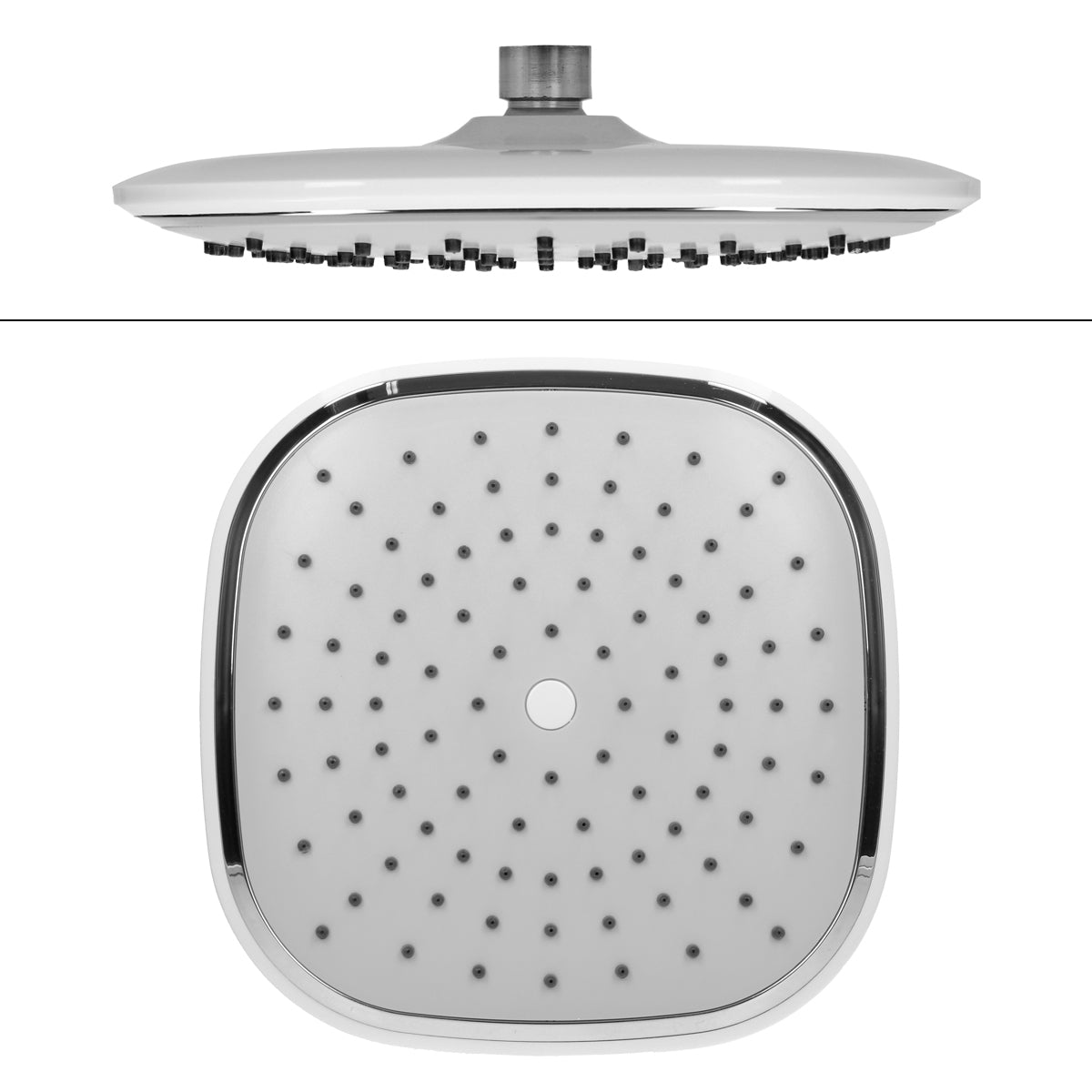 Duschkopf mit quadratischer Form und vielen Düsen.