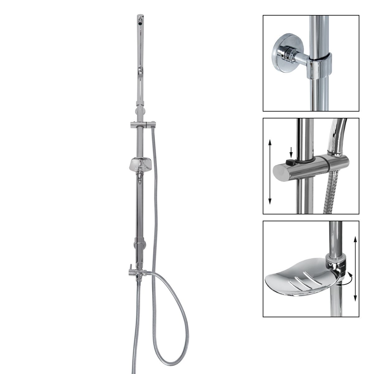 Duschsystem mit Handbrause und verstellbarem Halter.