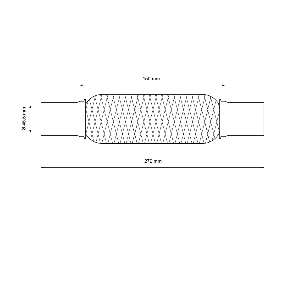 Dessin technique d'un élément de connexion flexible avec des dimensions.