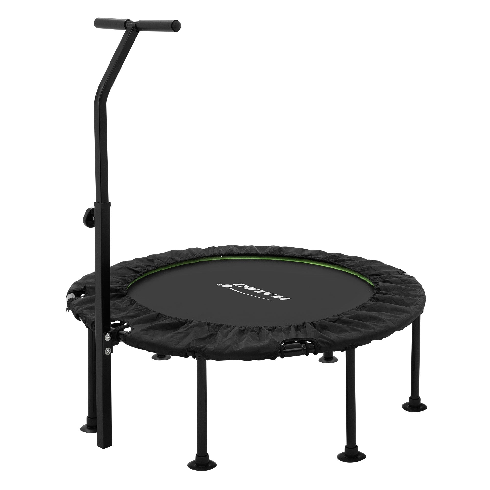 Trampolin mit Haltegriff, auf einem weißen Hintergrund.