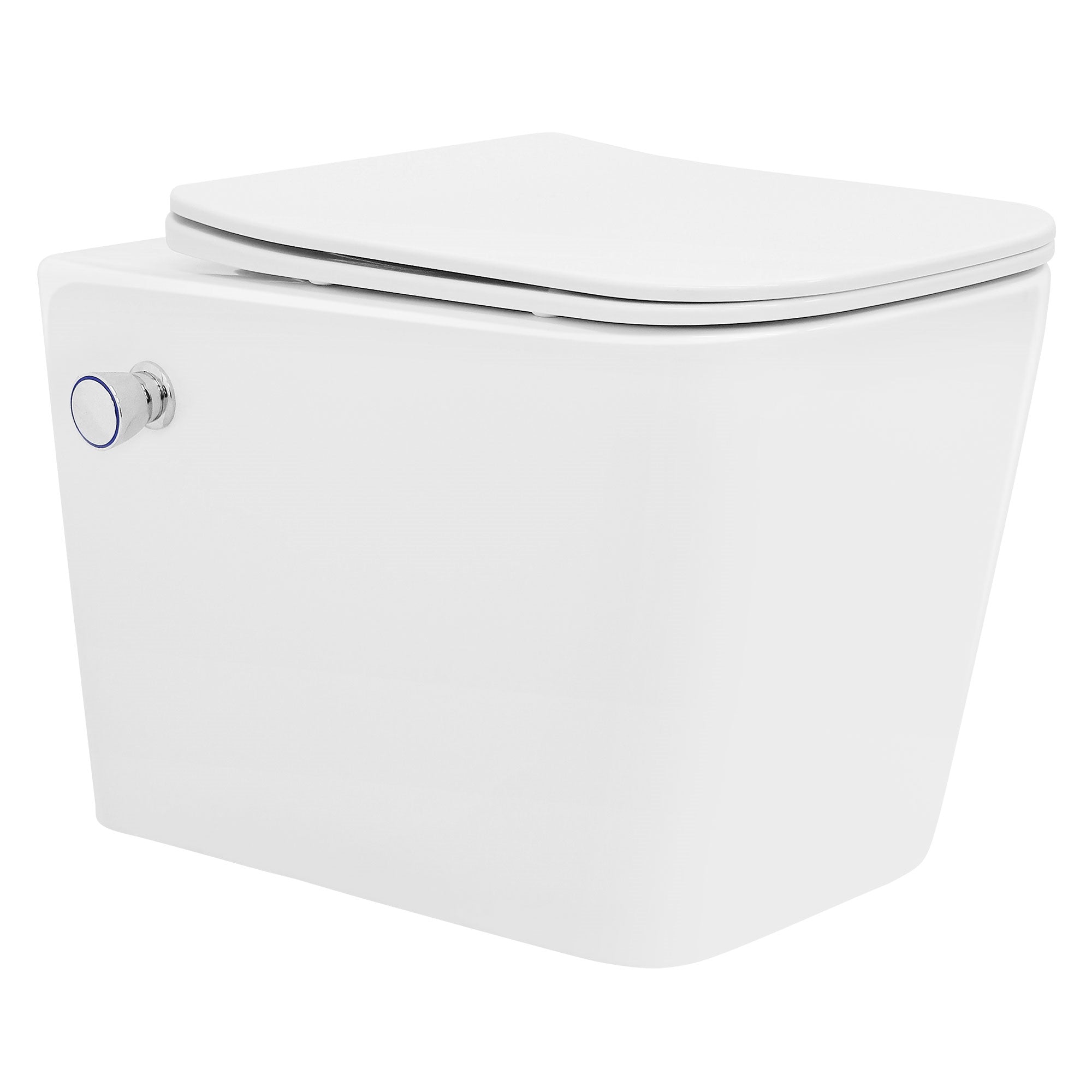 White toilet bowl from the side.
