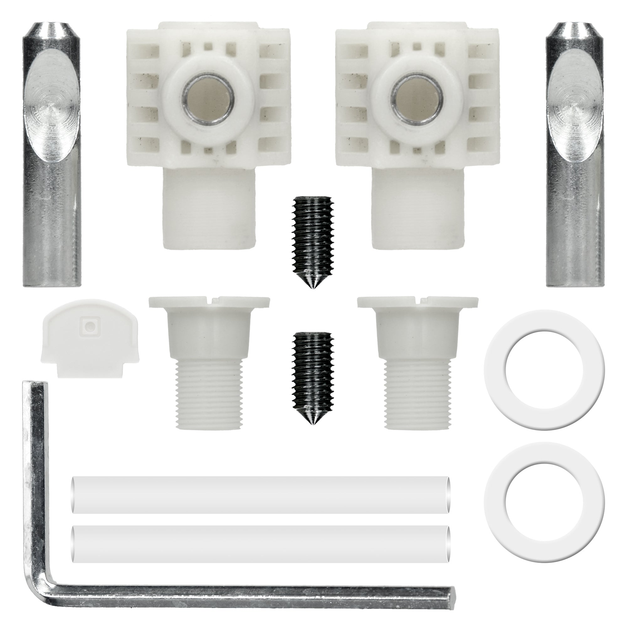 Construction and assembly set with various screws and connectors.