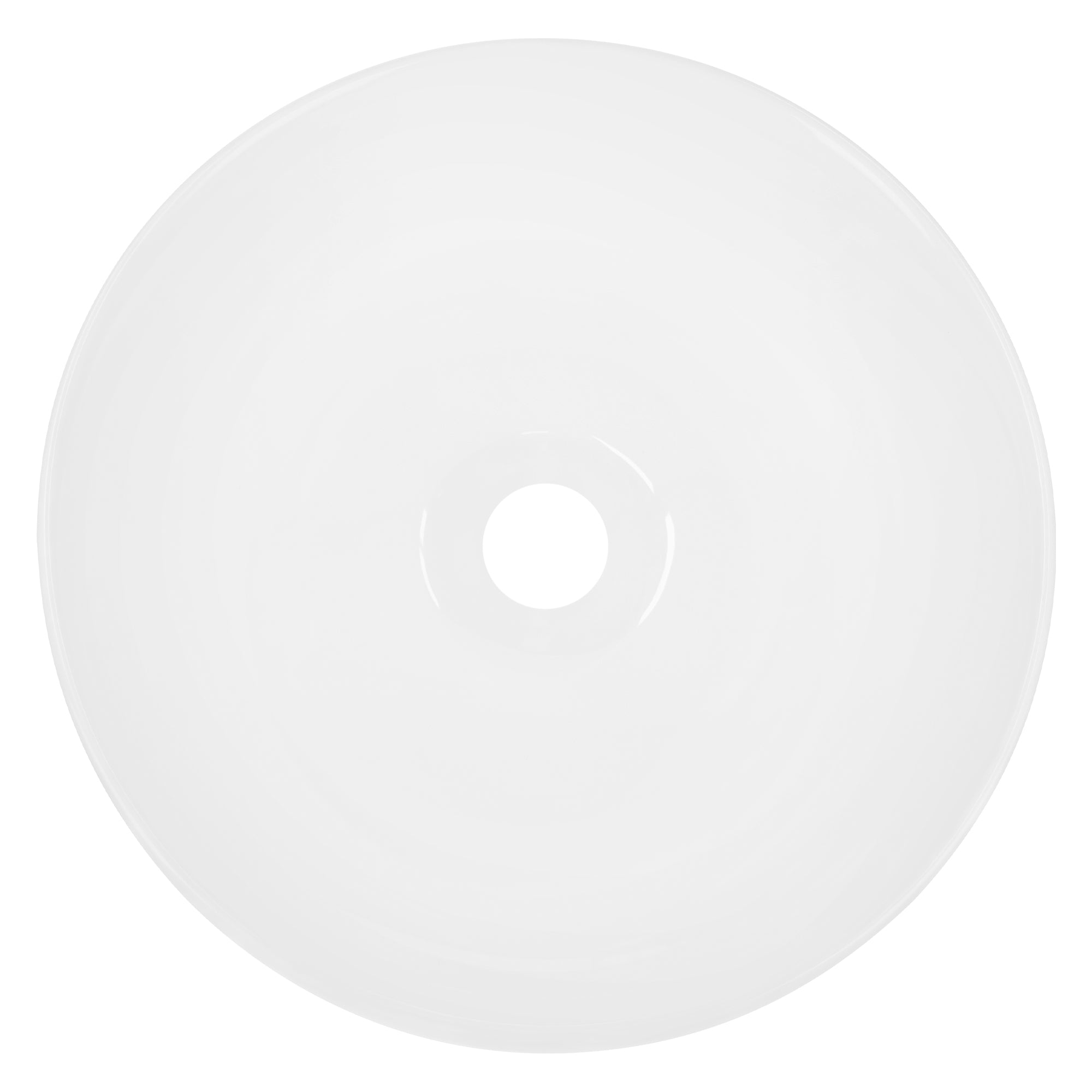 Assiette ronde blanche avec un trou central.