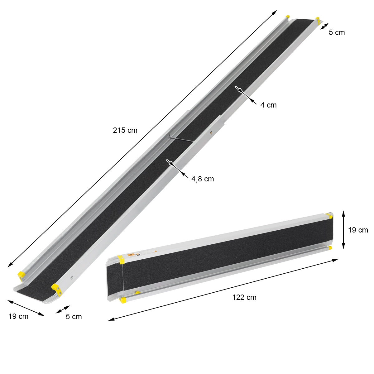 Aluminium-Rampe mit rutschfester Oberfläche, zwei Längen.