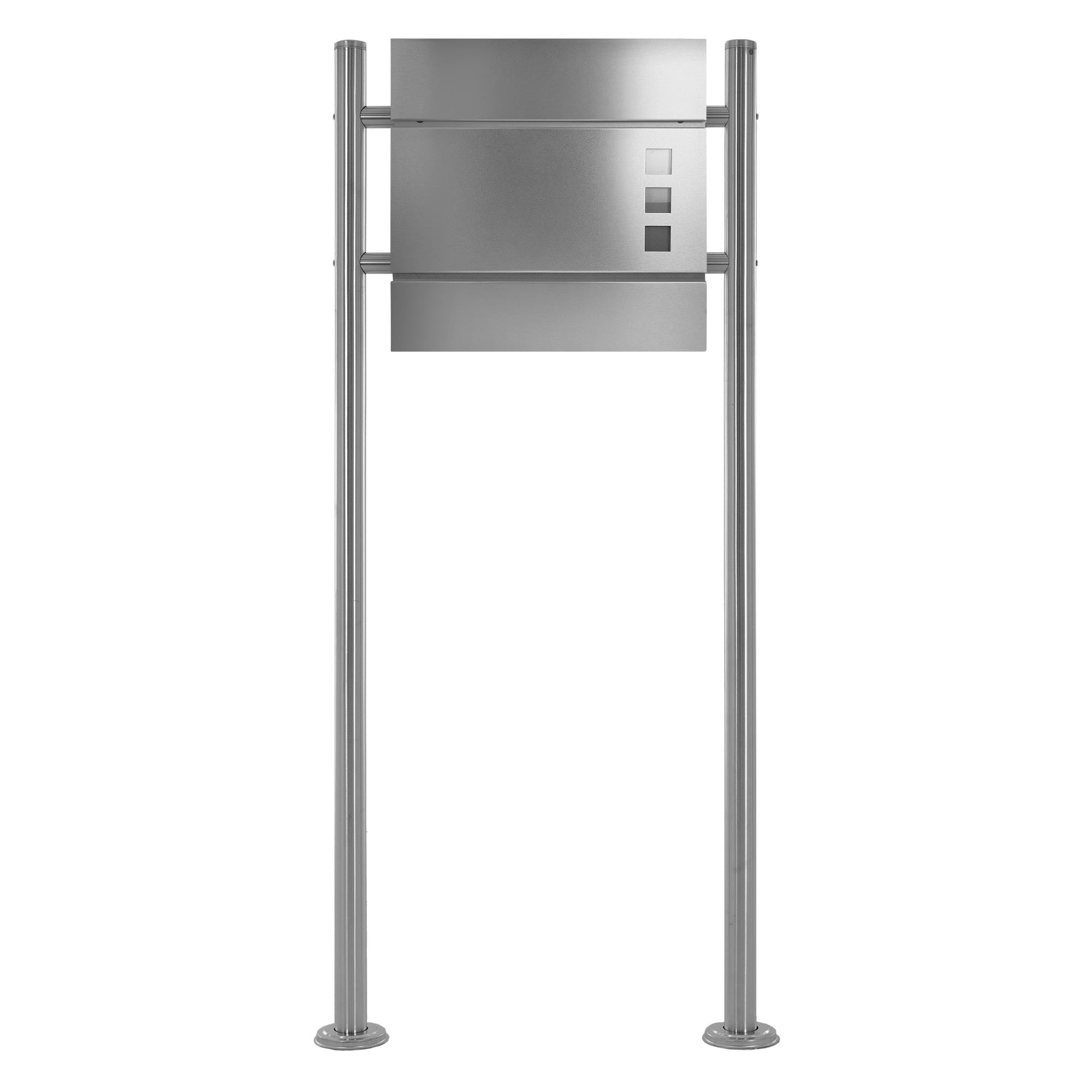 Mailbox on two supports, with square openings.