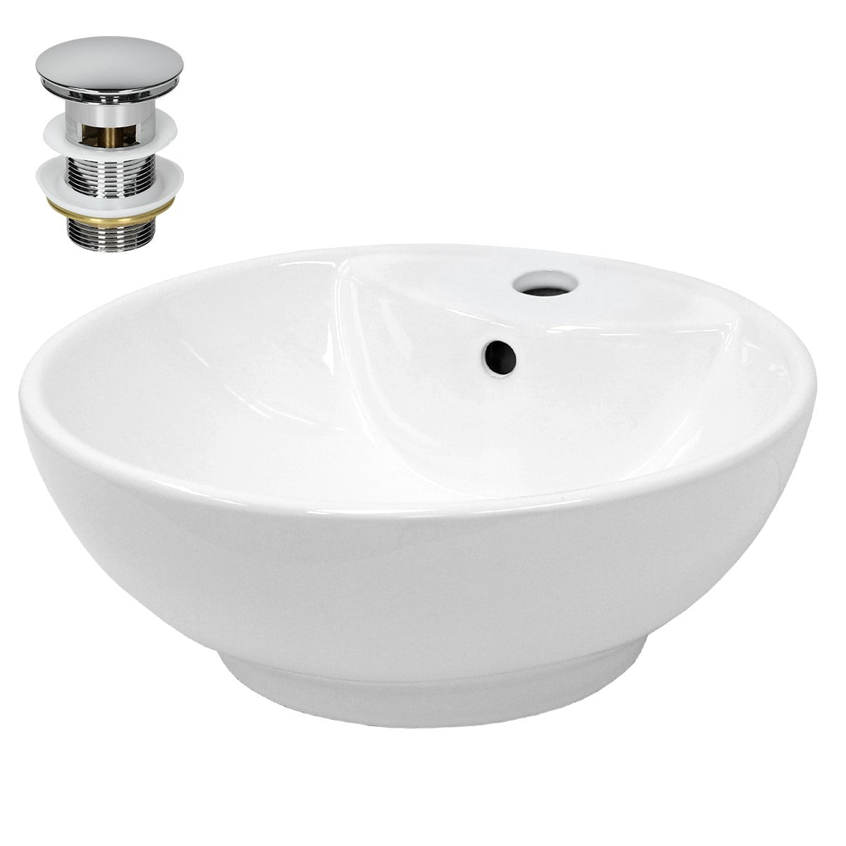 Weißes Waschbecken mit zwei Abflusslöchern.