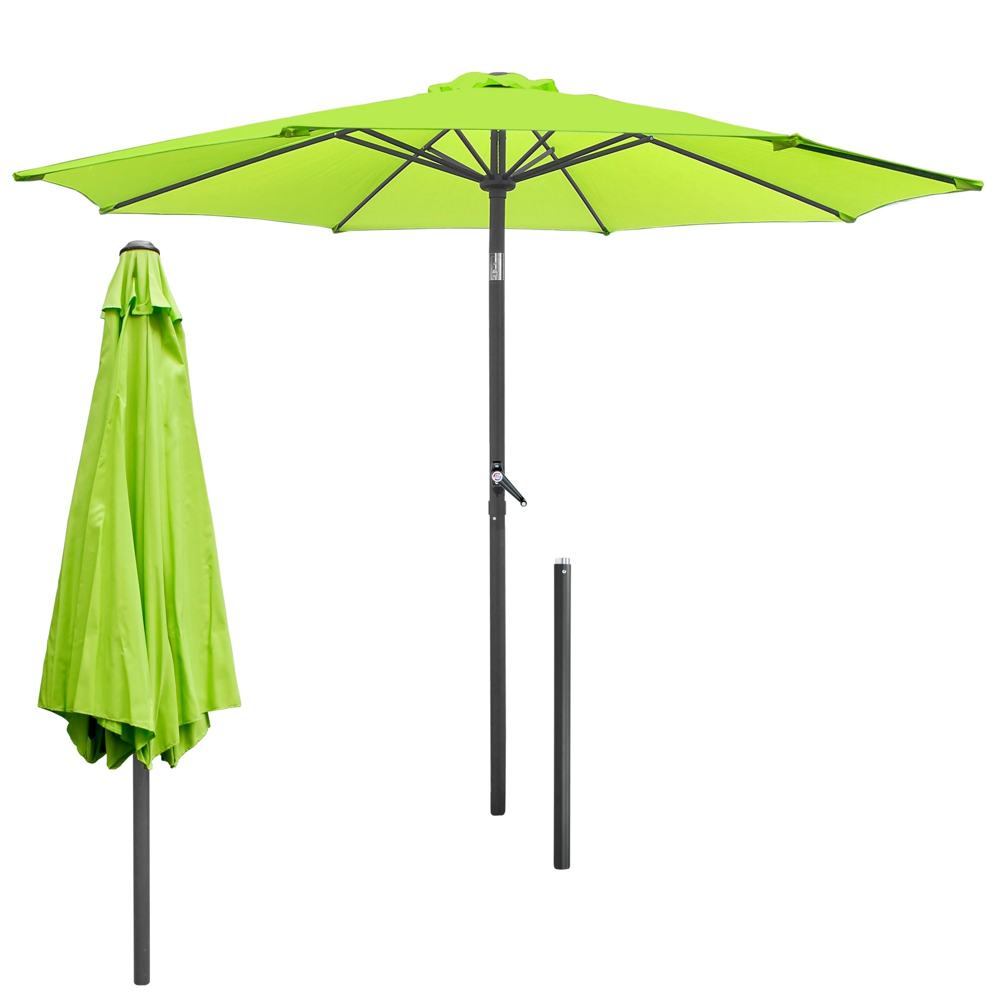 Green sunshade with folded cover and frame.