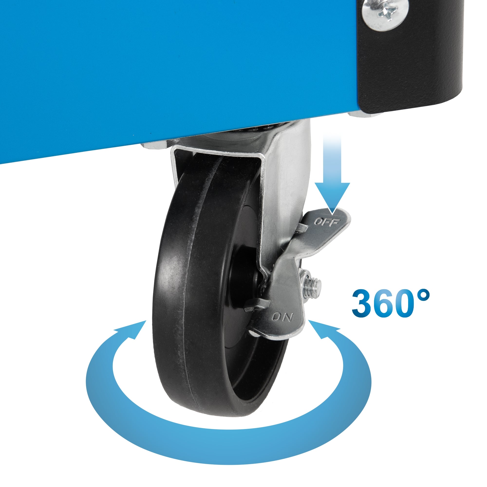 Nahaufnahme eines drehbaren Rades mit einer 360-Grad-Drehfunktion.