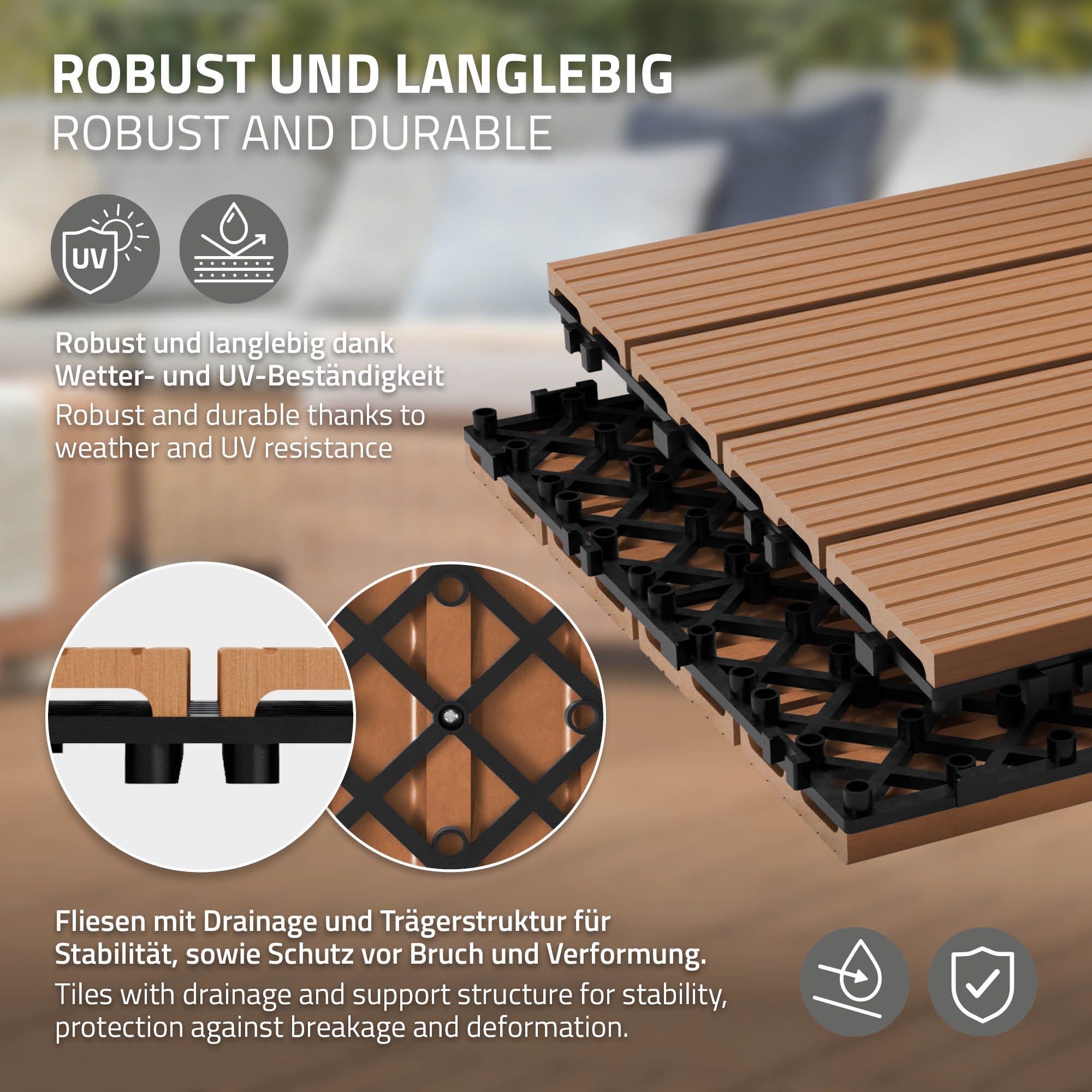 Grafik über die Robustheit und Langlebigkeit von Fliesen.