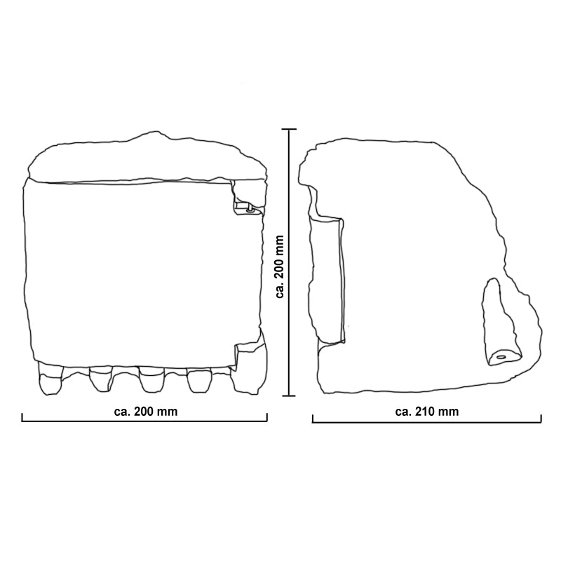 Technical drawing of an object with dimensions in millimeters.
