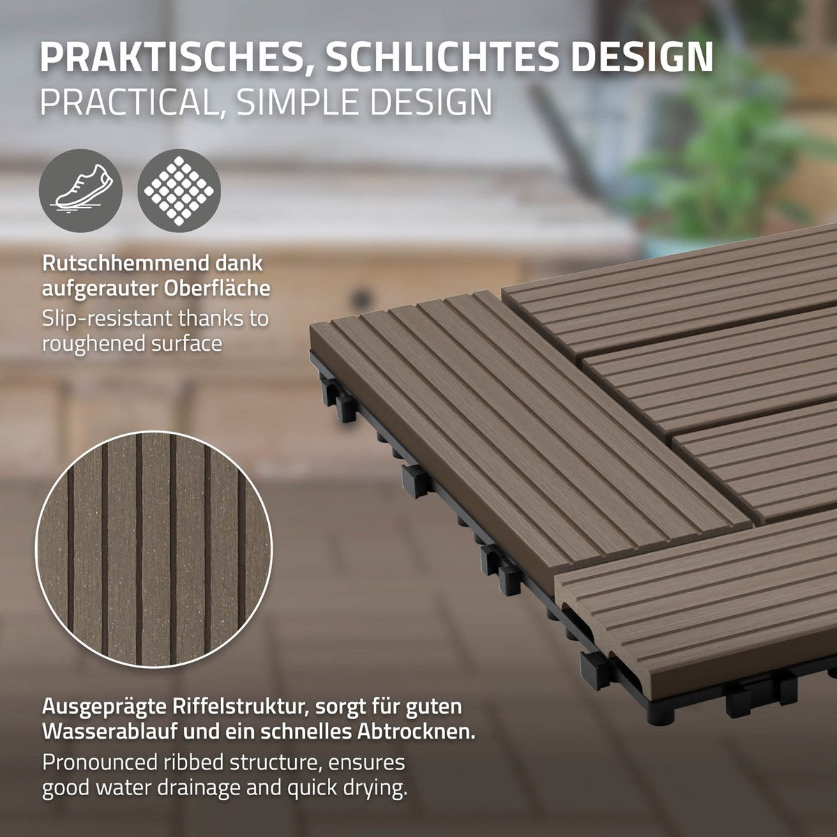 Illustration de dalles au design antidérapant montrant la texture de la surface.