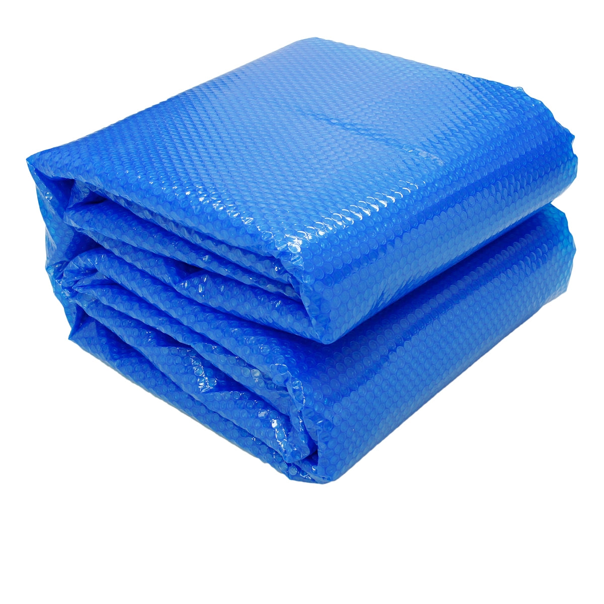 Zusammengelegte blaue Plane aus Kunststoff.