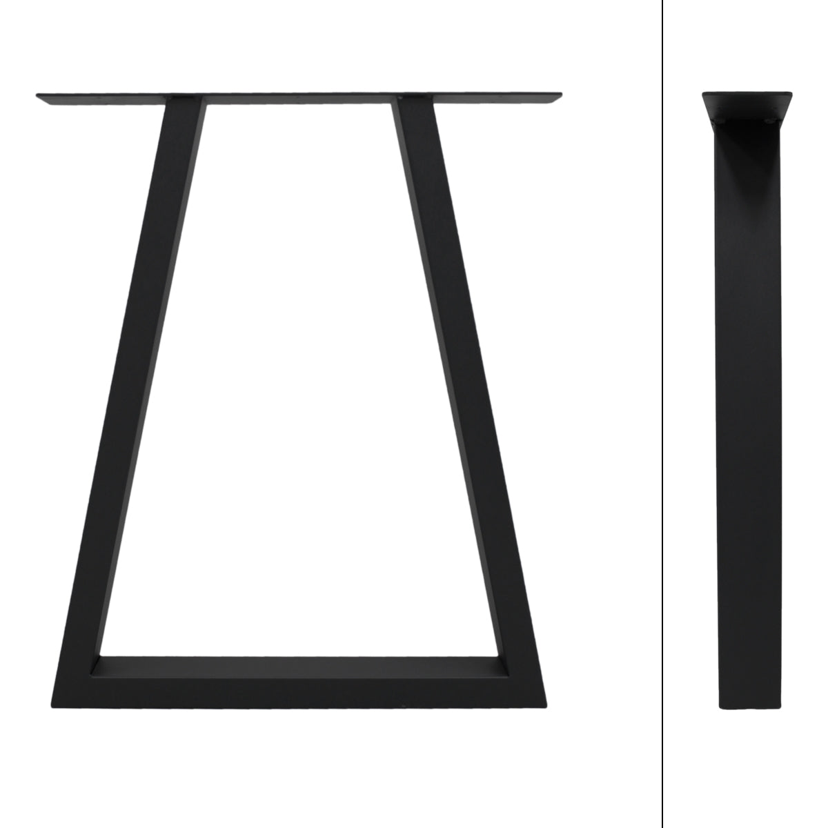 Schwarzes Tischbein von der Seite und oben.
