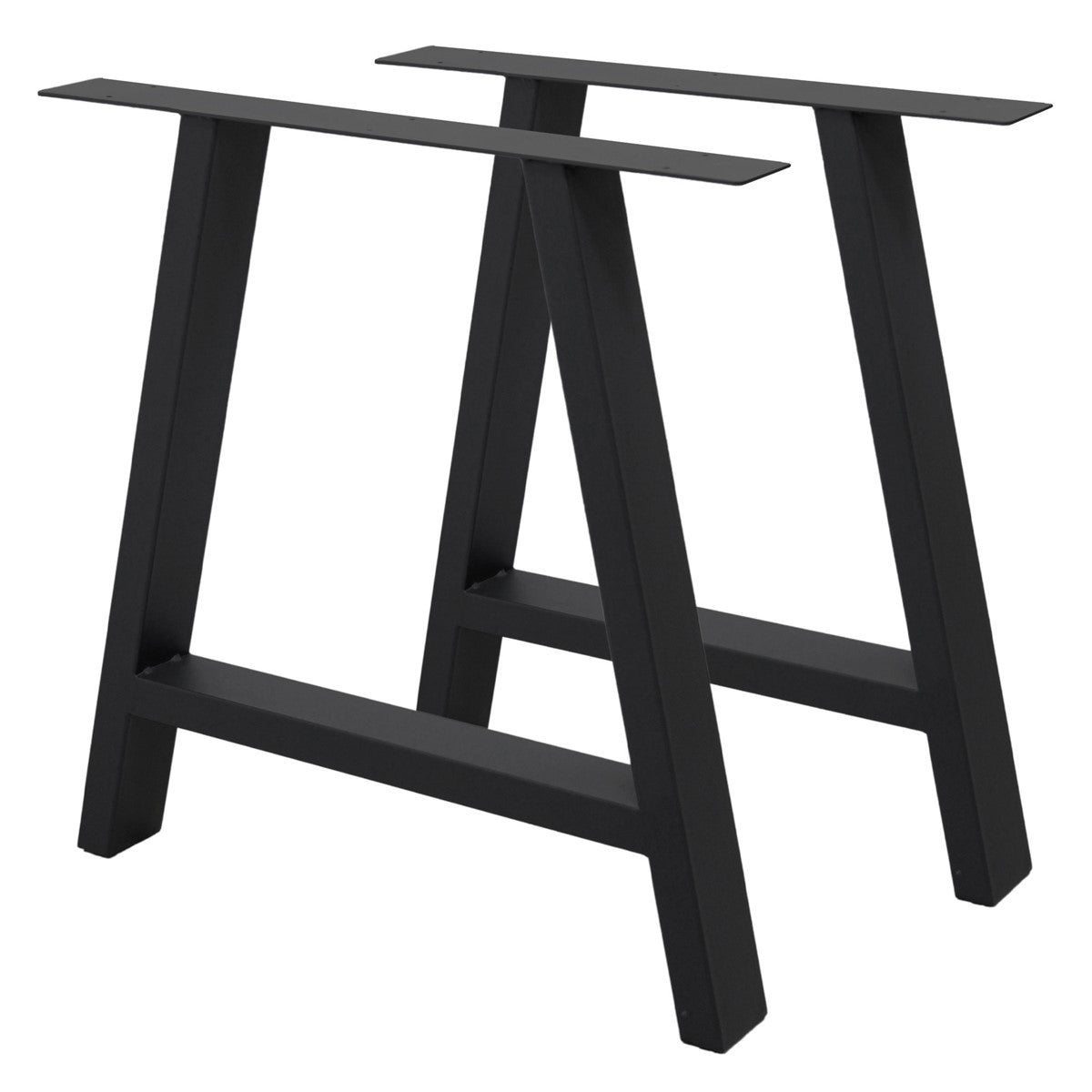 Two black table legs in an A-shape on a light background.