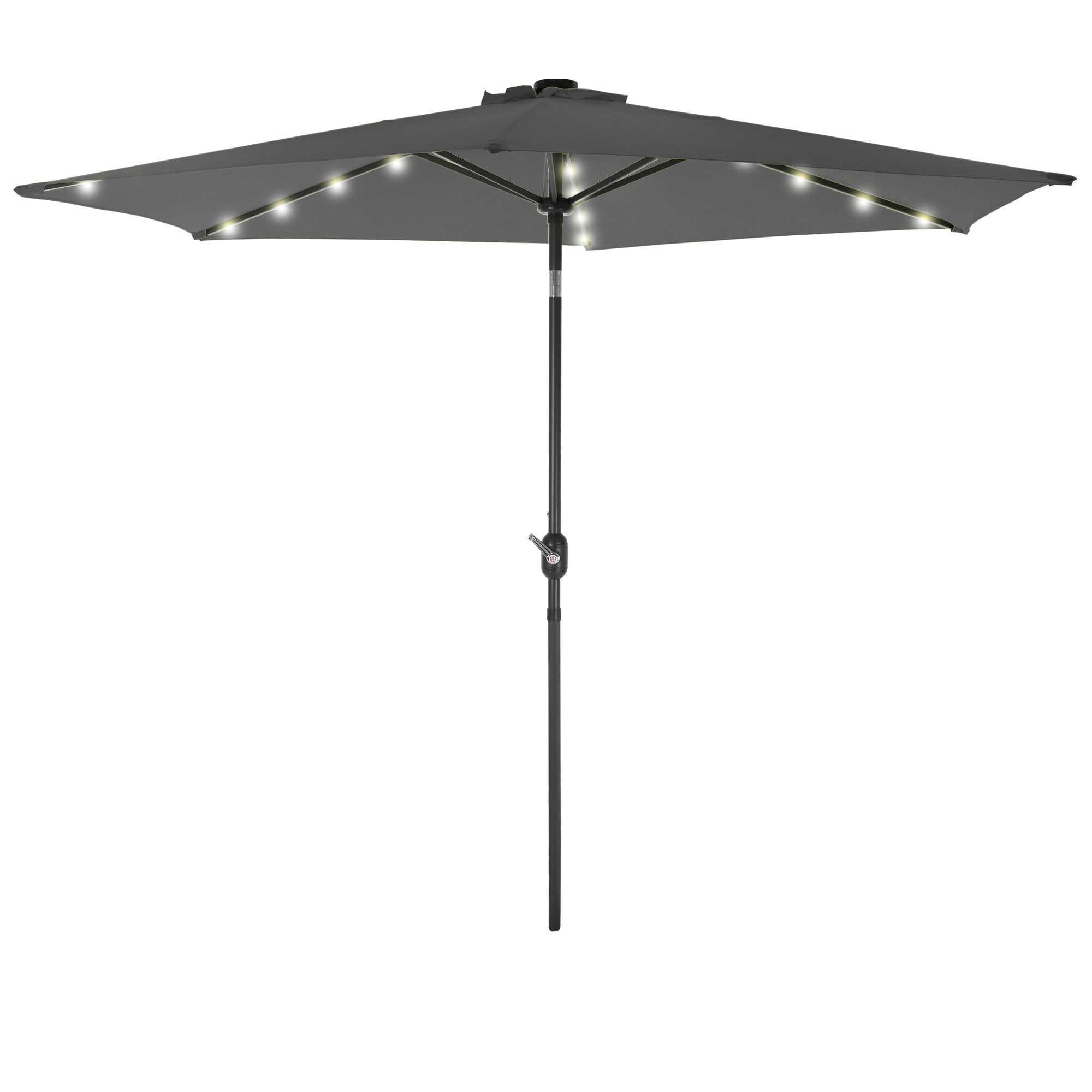 Parasol with LED lighting, gray, on a white background.
