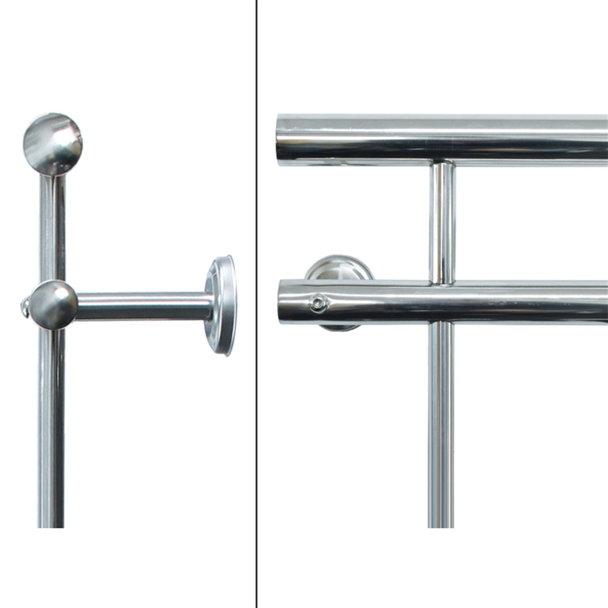 Detailansicht von zwei Edelstahlrohren.