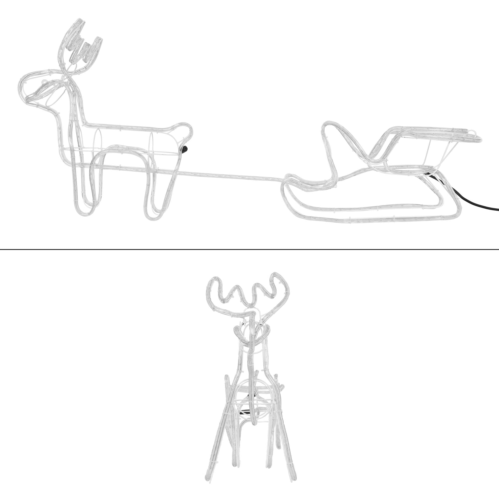 Transparante figuren van een hert en een eland, naast elkaar.