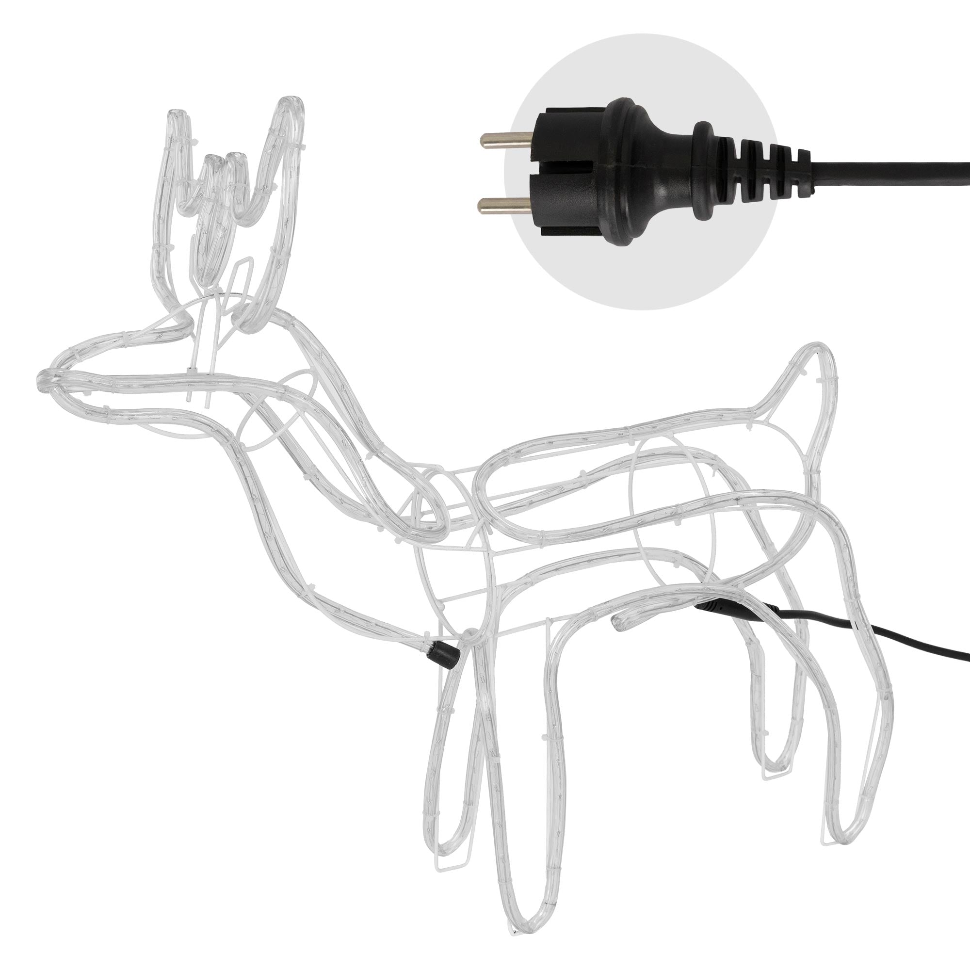 Drahtstruktur eines Rentiers mit Stecker.