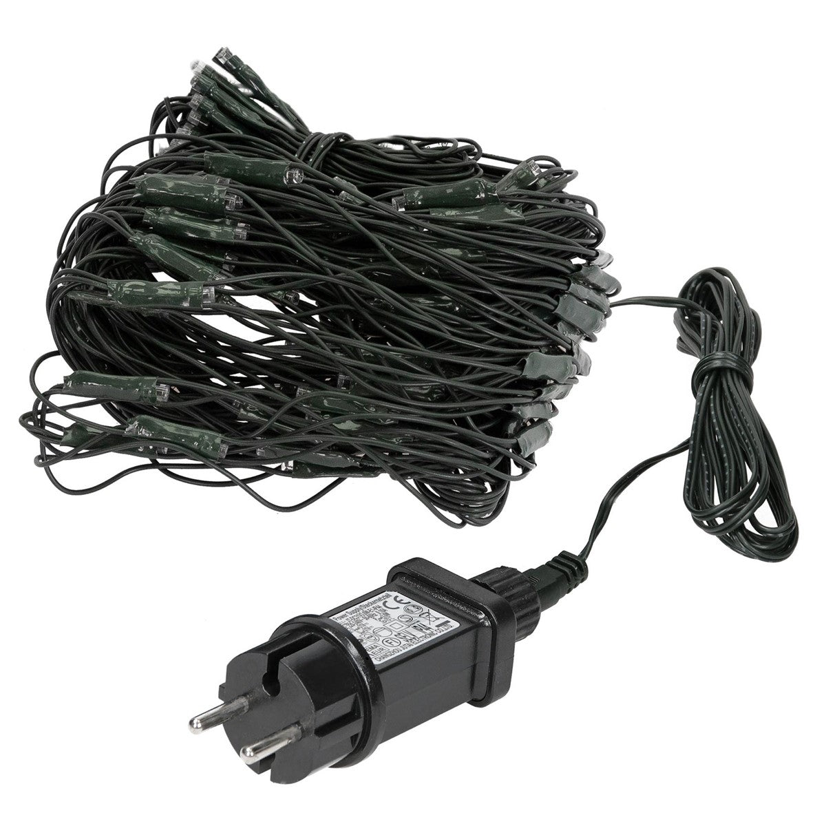Ein Kabel mit Lichtern und einem Stecker.
