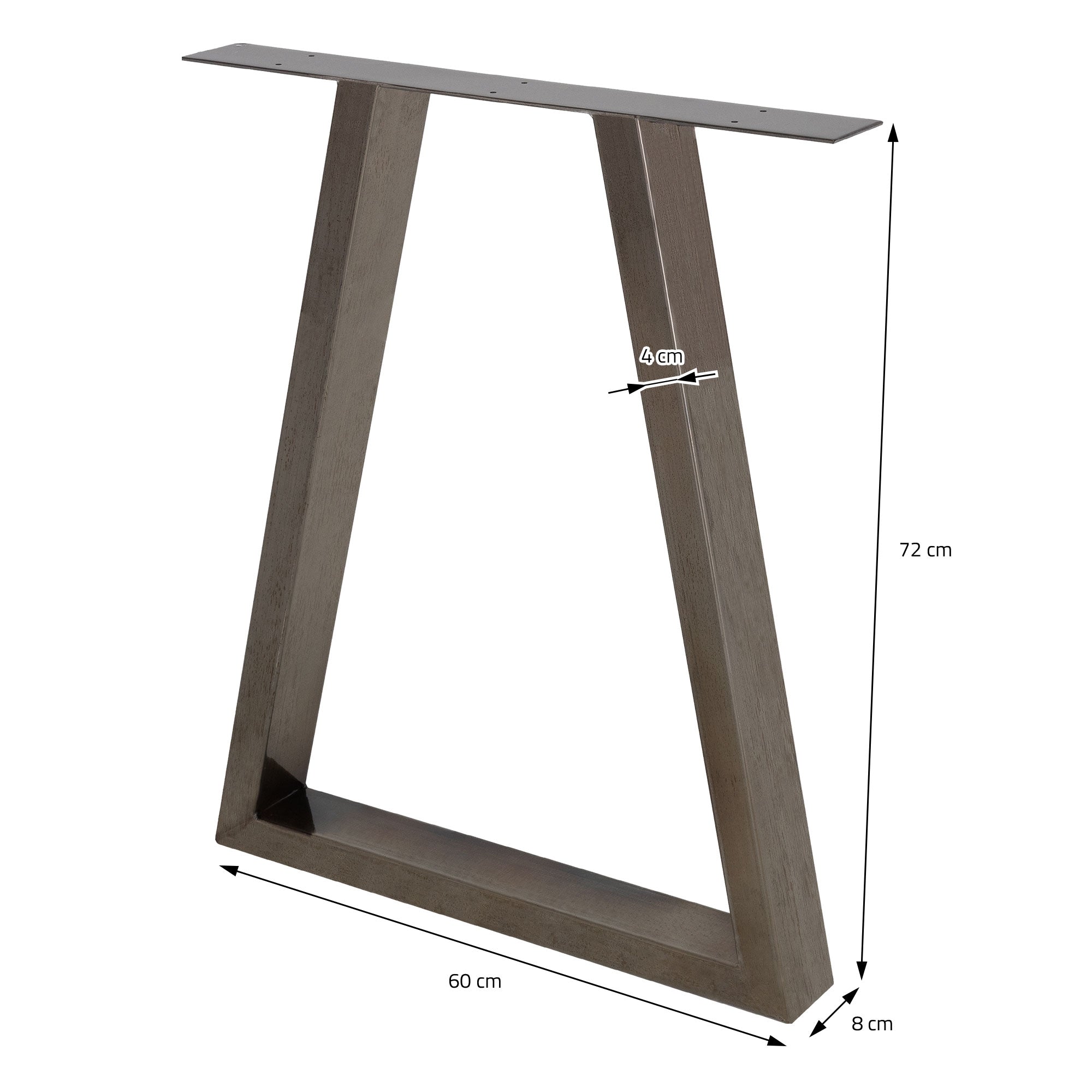 Metallgestell mit Maßen: 60 cm Breite, 72 cm Höhe, 8 cm Tiefe.