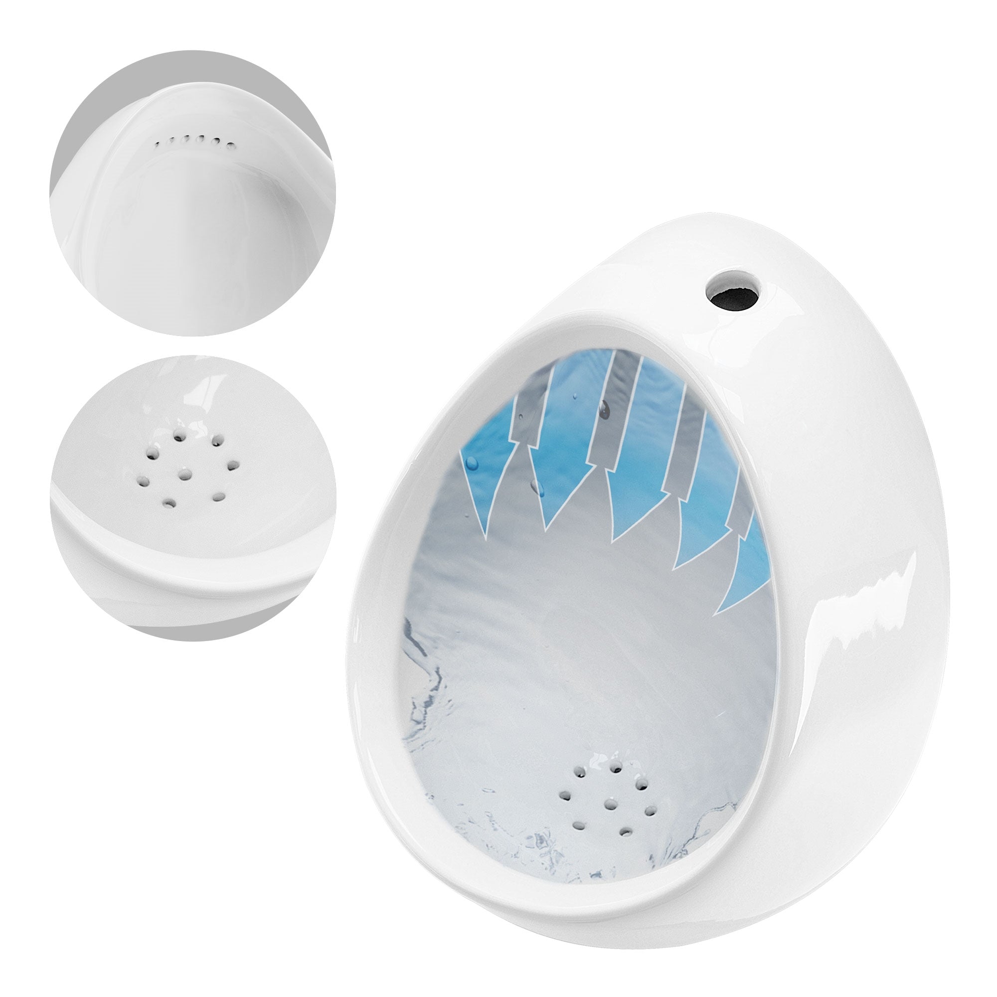 Witte watercontainer met water en meerdere uitlaatopeningen.