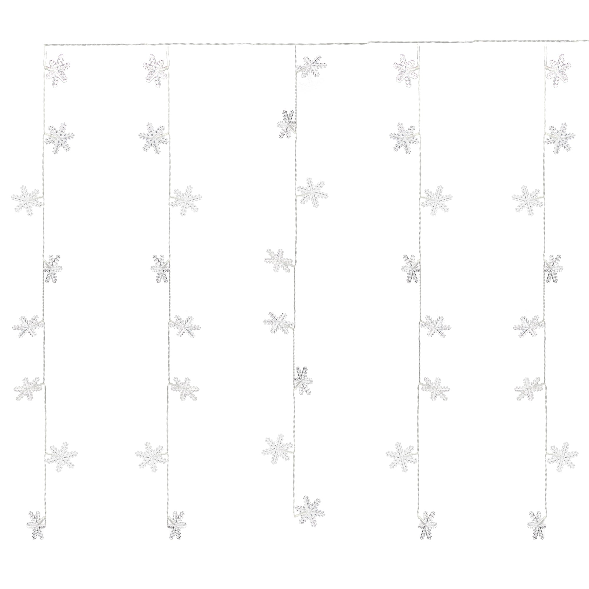 Luci a forma di fiocco di neve disposte in modo chiaro.