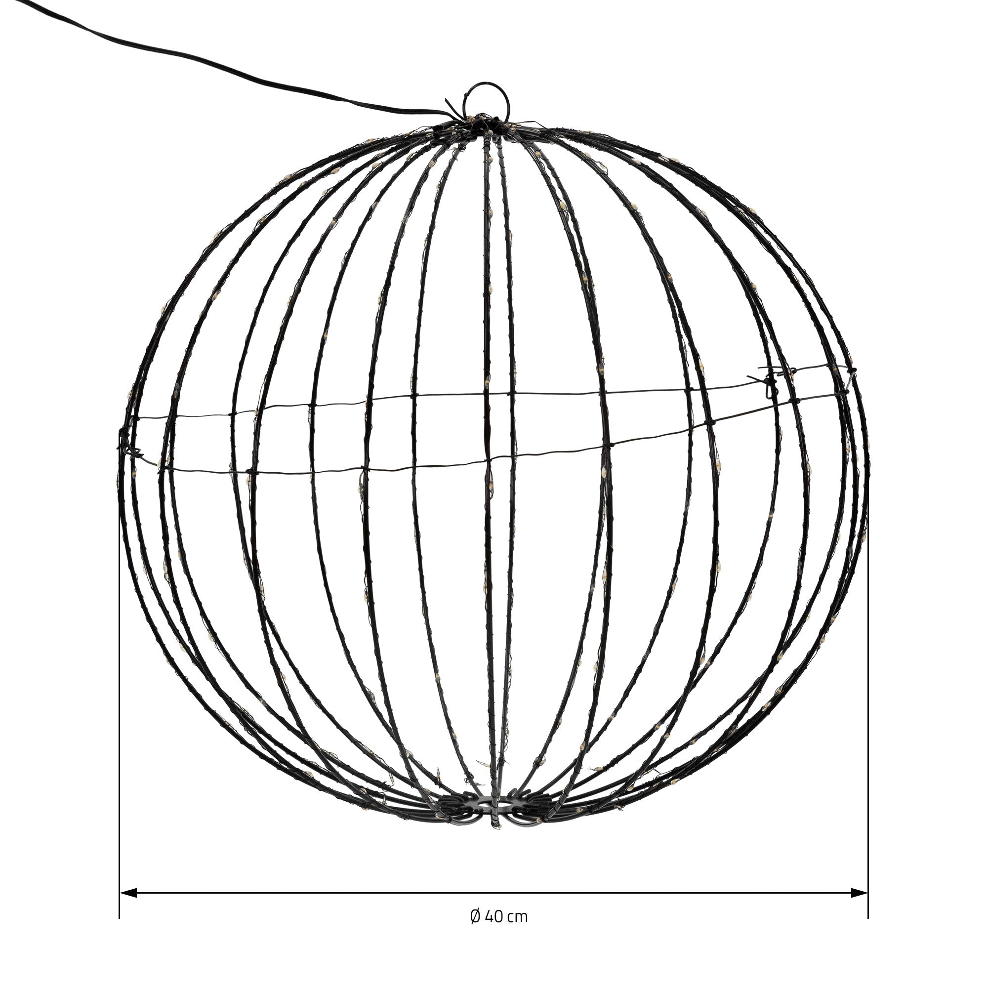 Drahtkugel mit einem Durchmesser von 40 cm, in einem minimalistischen Design.
