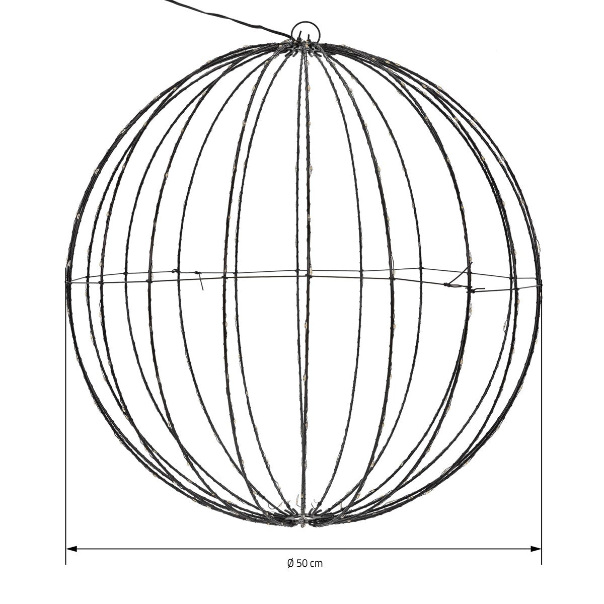 Un disegno tecnico di una decorazione rotonda con un diametro di 50 cm.