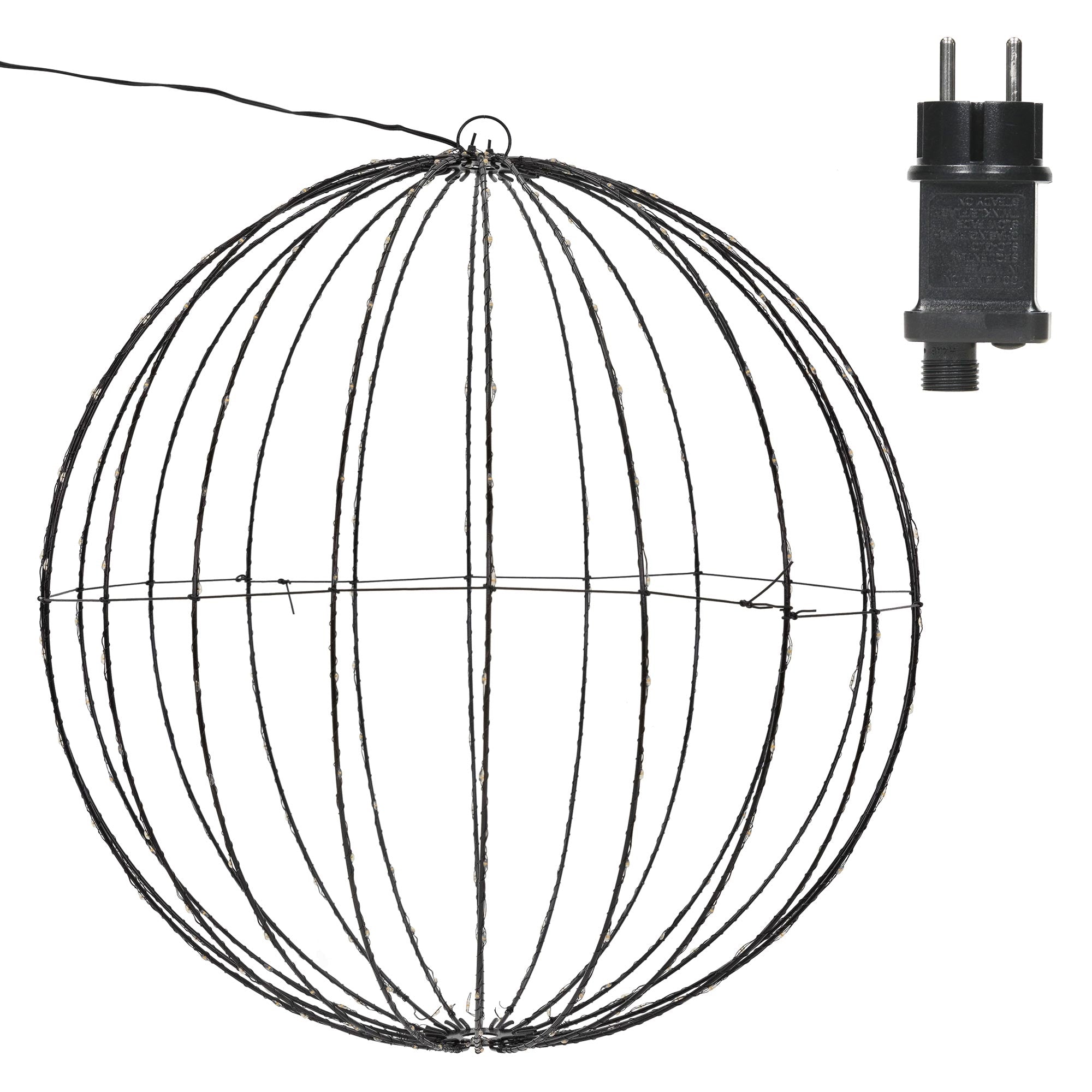 Boule lumineuse ronde non éclairée avec une prise à côté.