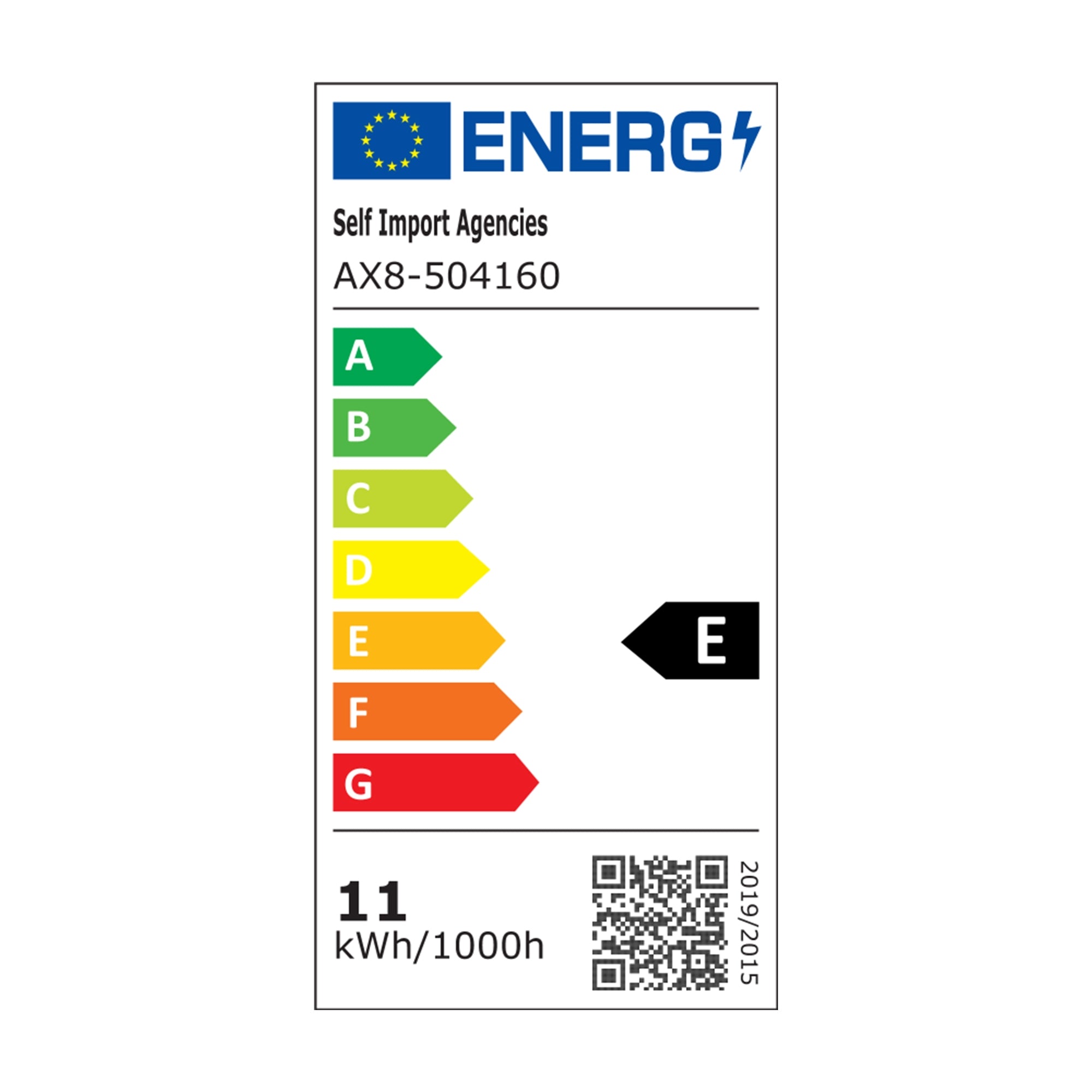 Una etiqueta de energía con diferentes clases de eficiencia.