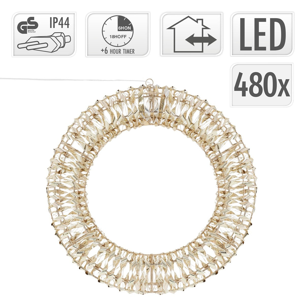 Technische Details zur Lampe: LED, Timer, IP44, 480 Lumen.