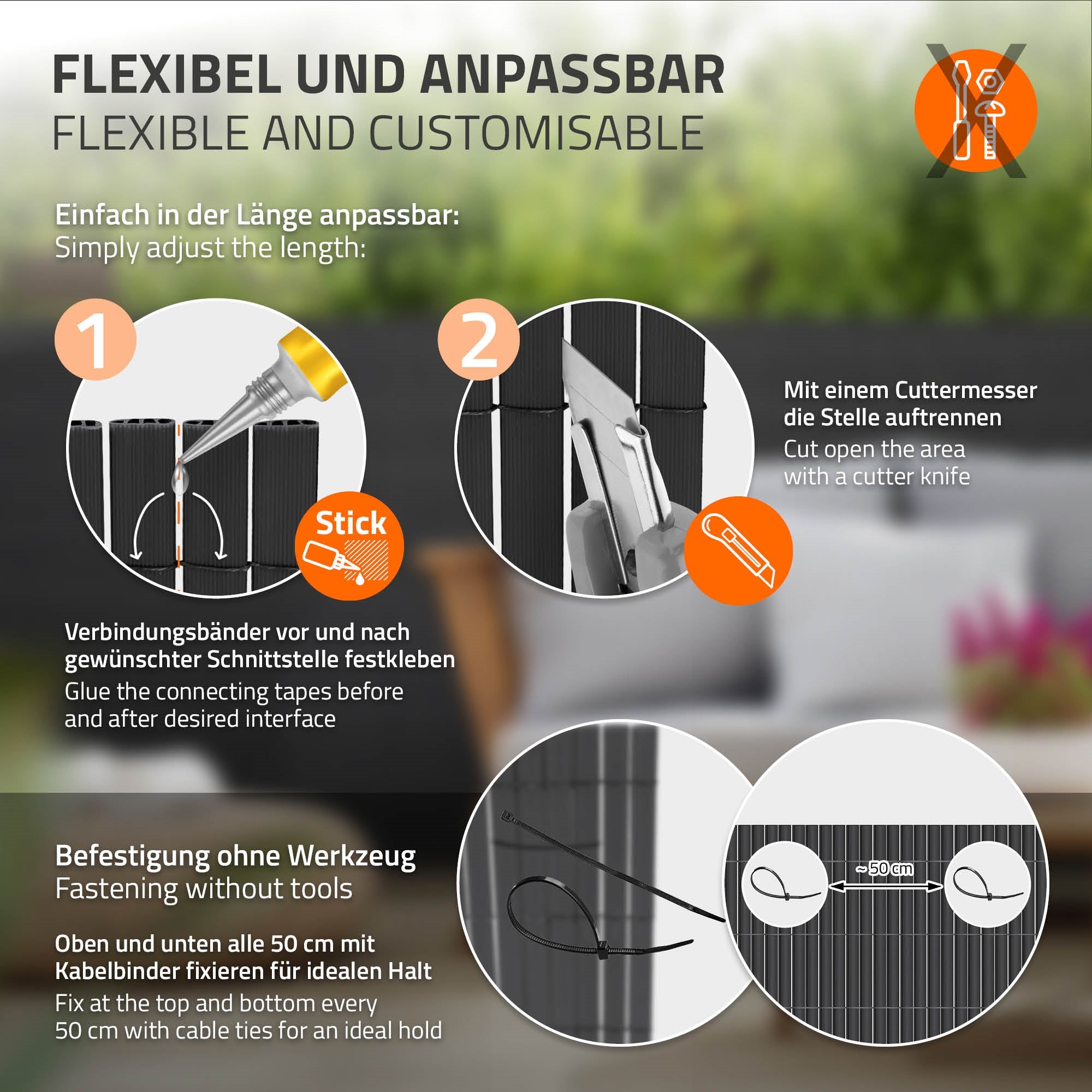Anleitung zur Anpassung von flexiblen Verbindungen mit Werkzeugen.