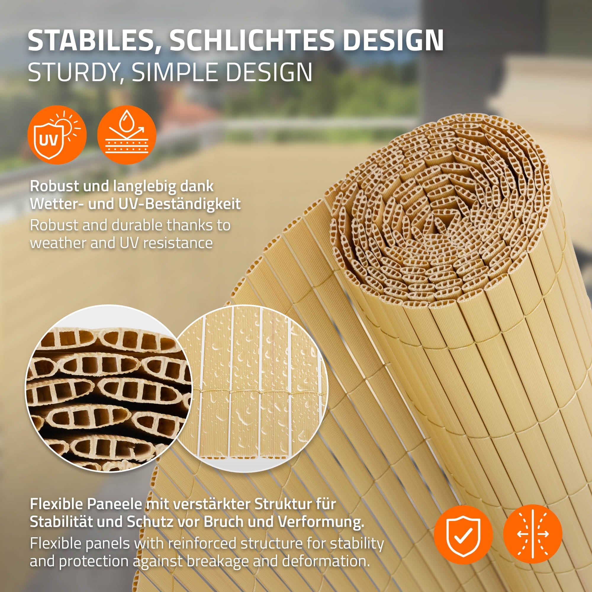 Ruller af fleksibelt materiale, der er stabile og vejrbestandige.