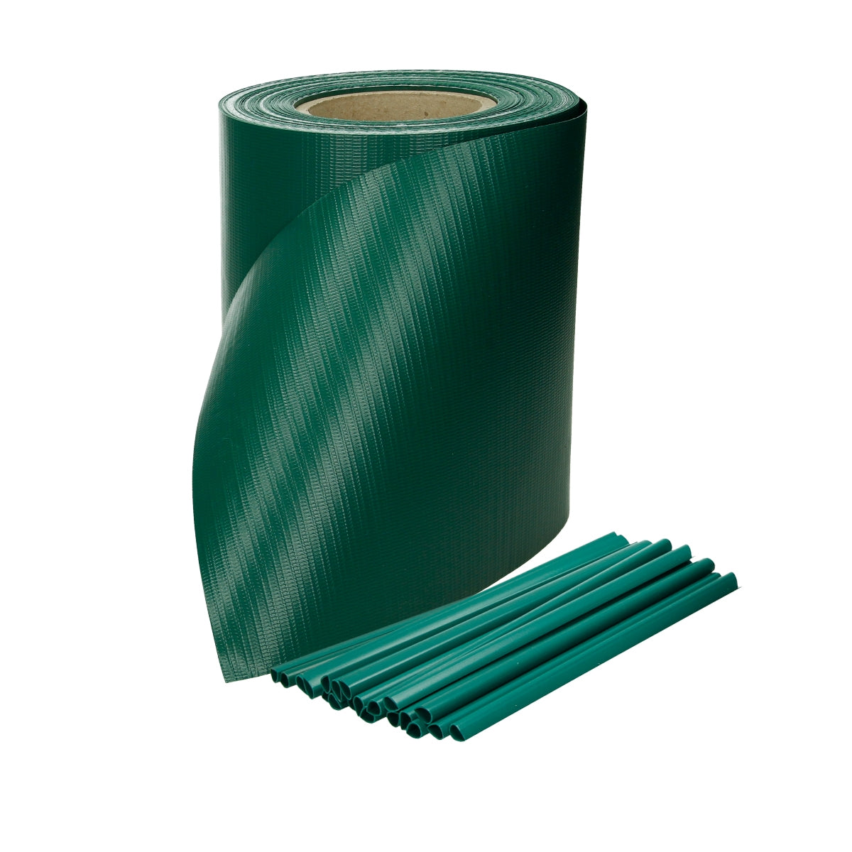 Eine Rolle grünes, strukturiertes Material mit mehreren grünen Röhren.
