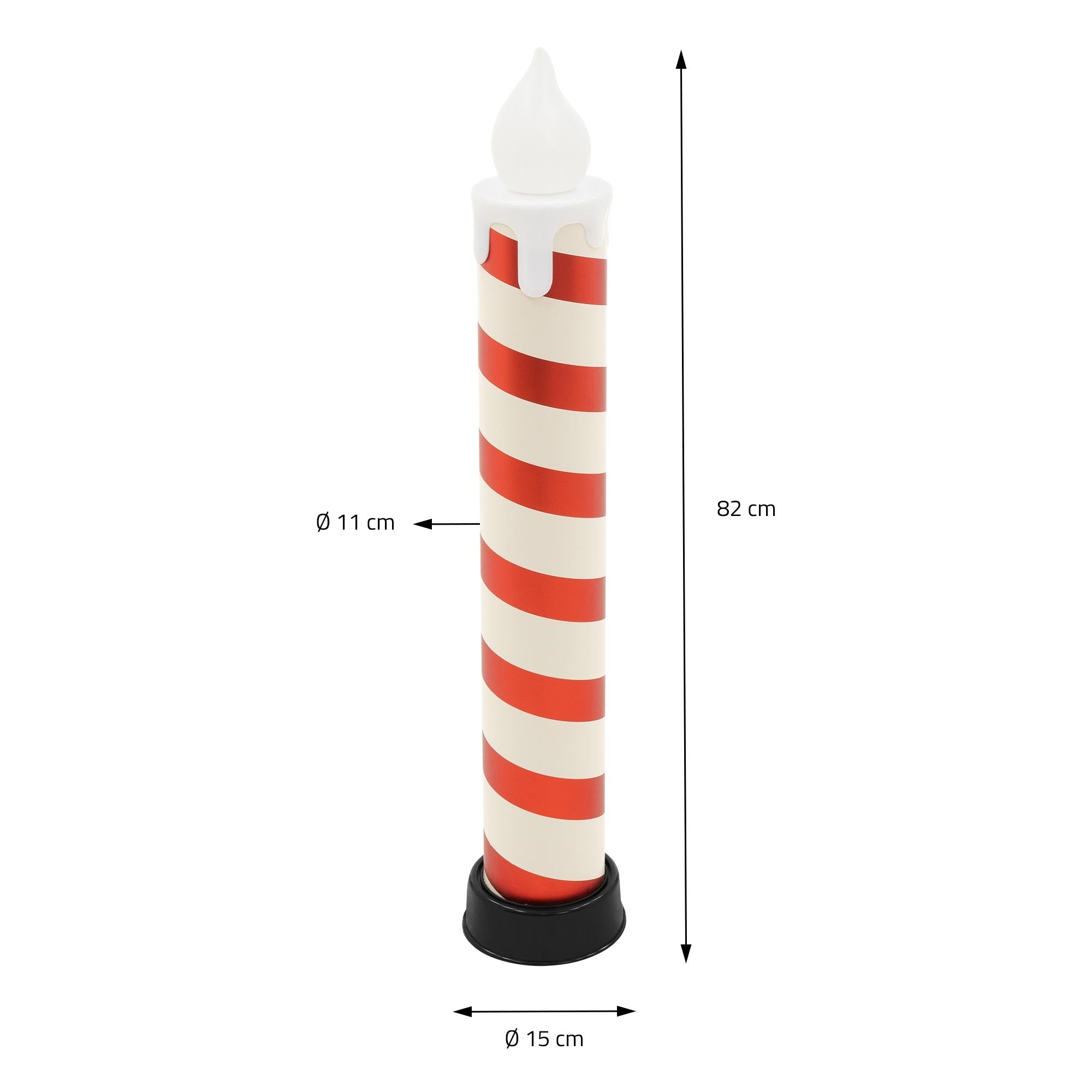Egy nagy piros-fehér gyertya 82 cm magassággal.