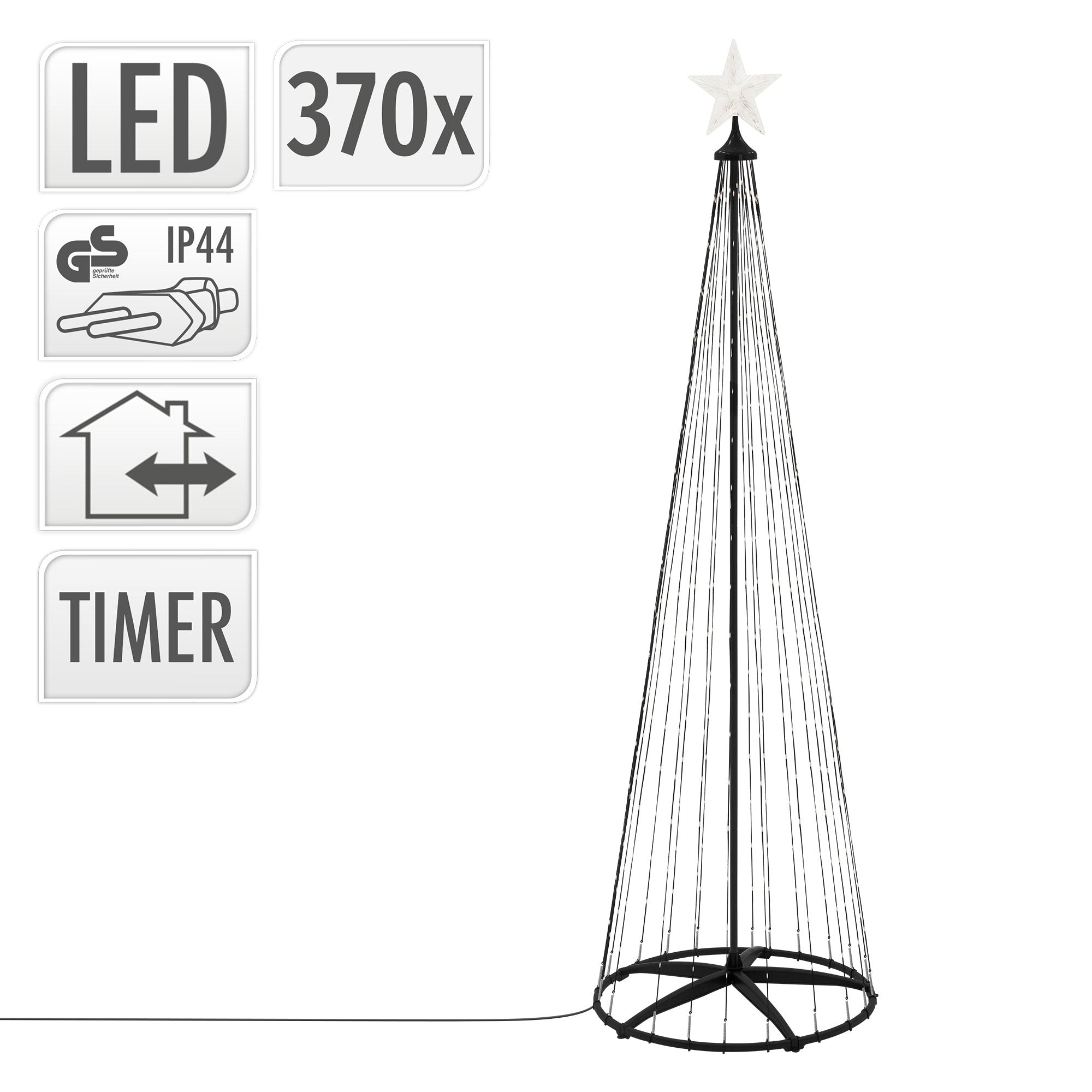 Drahtbaum mit LED-Beleuchtung und Timer-Funktion.
