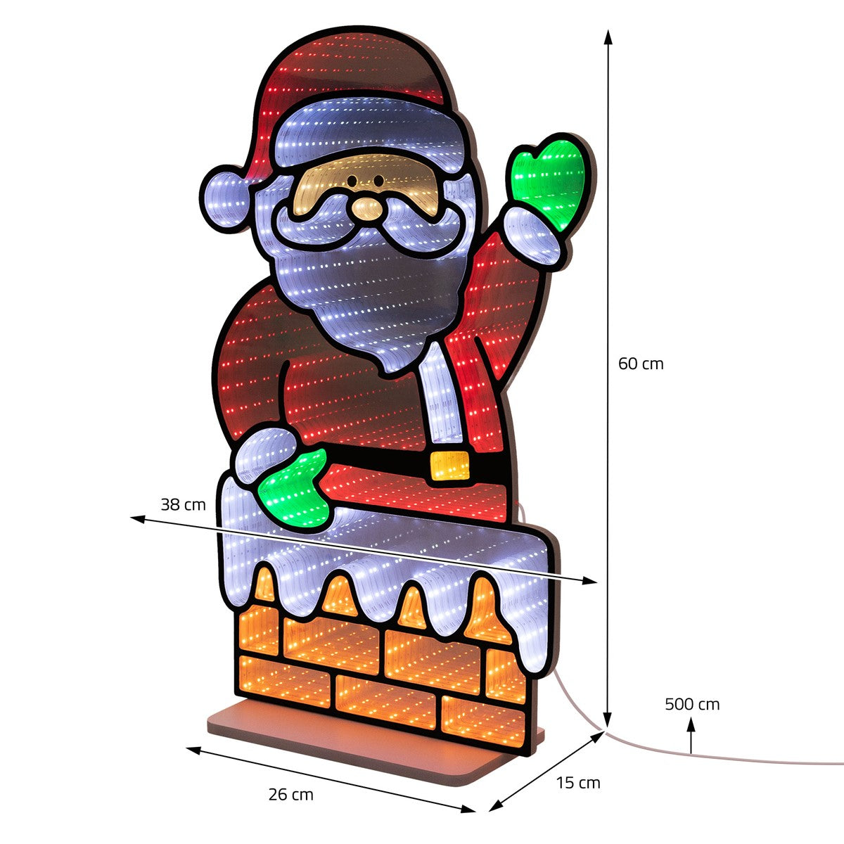 Maßzeichnung einer Weihnachtsmannfigur, Höhe 60 cm, Breite 38 cm.