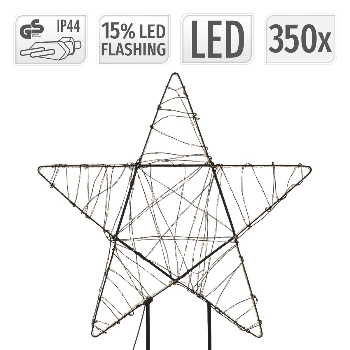 Produktdetails zu einem leuchtenden Stern aus Draht.