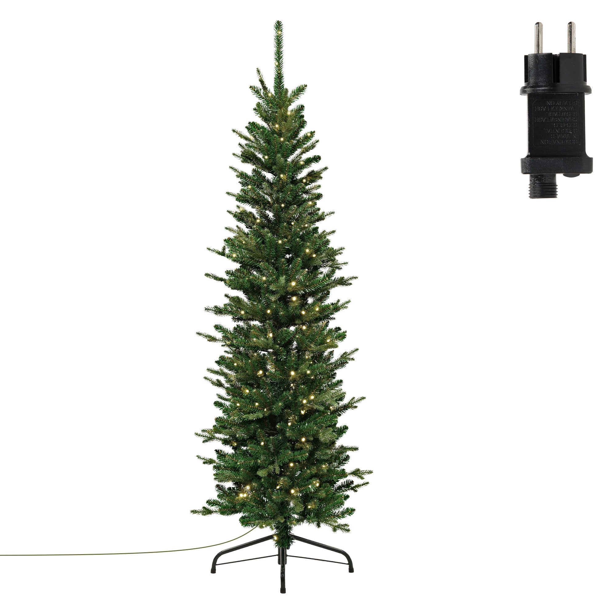 Artificial Christmas tree with LED lights and plug, height 150 cm.