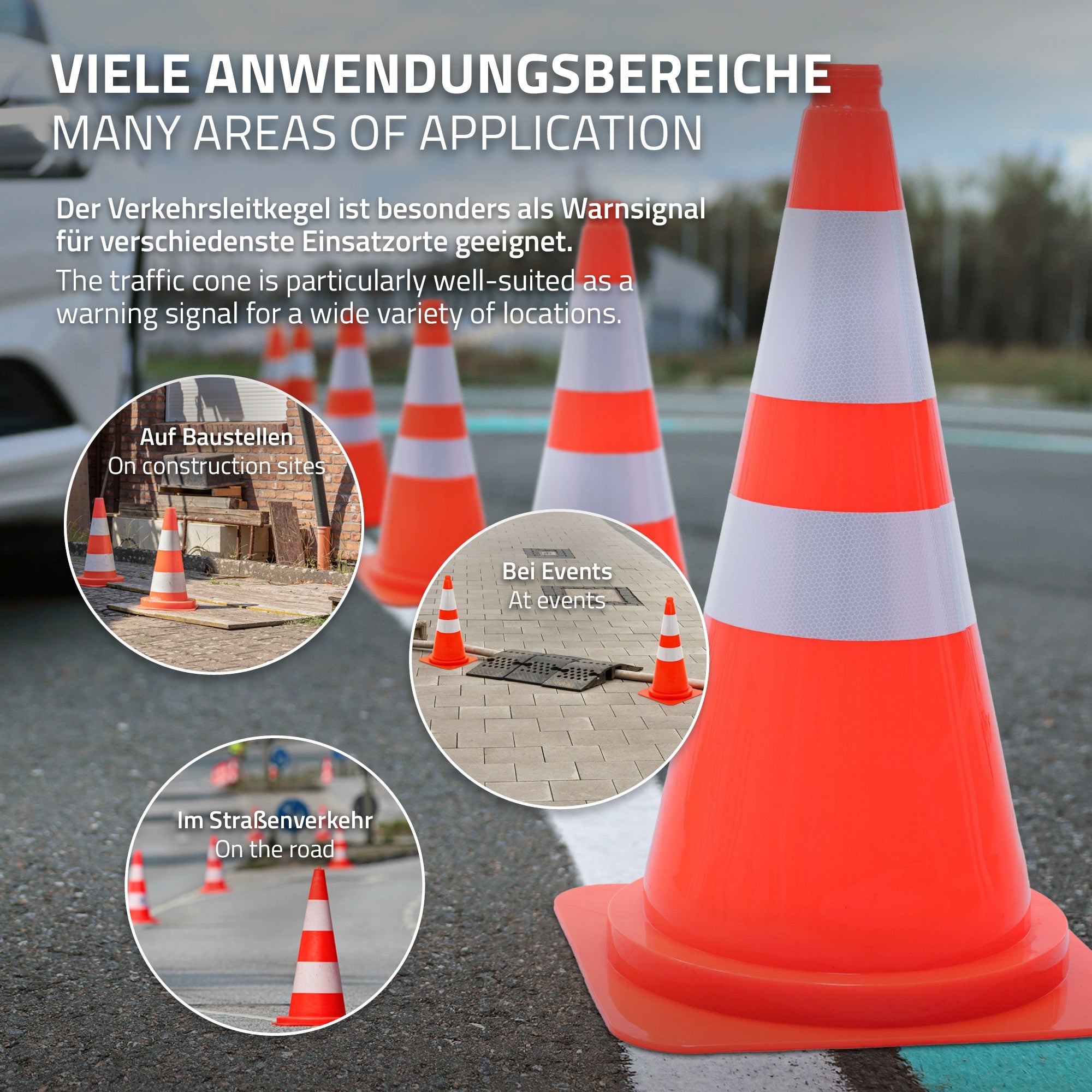 Verkehrsleitelemente in verschiedenen Einsatzbereichen.