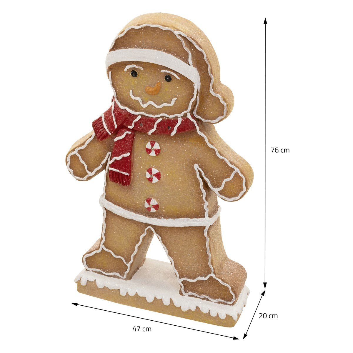 Lebkuchenmann mit Maßstab, Höhe 76 cm, Breite 47 cm, Tiefe 20 cm.