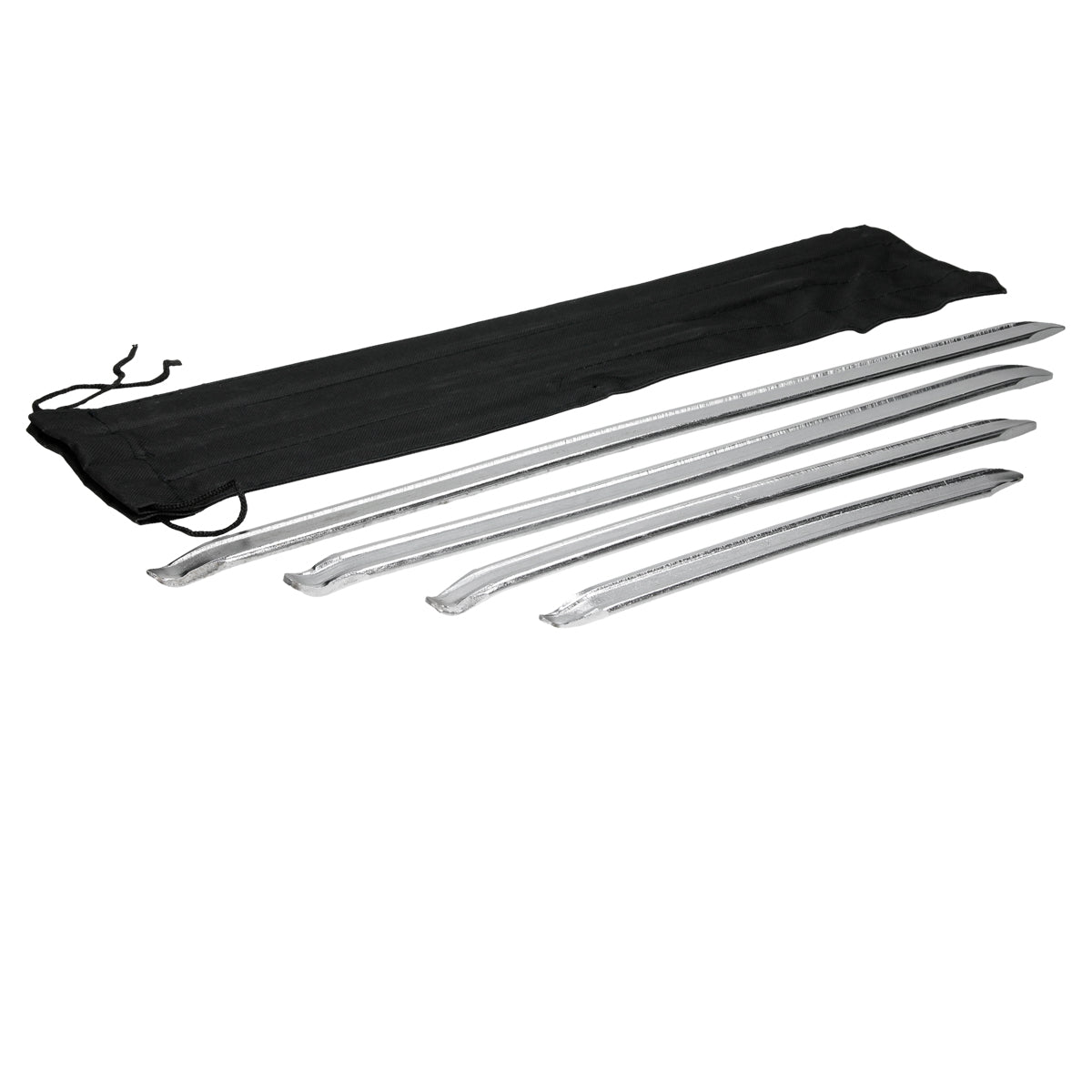 Four metal rods in a black bag.