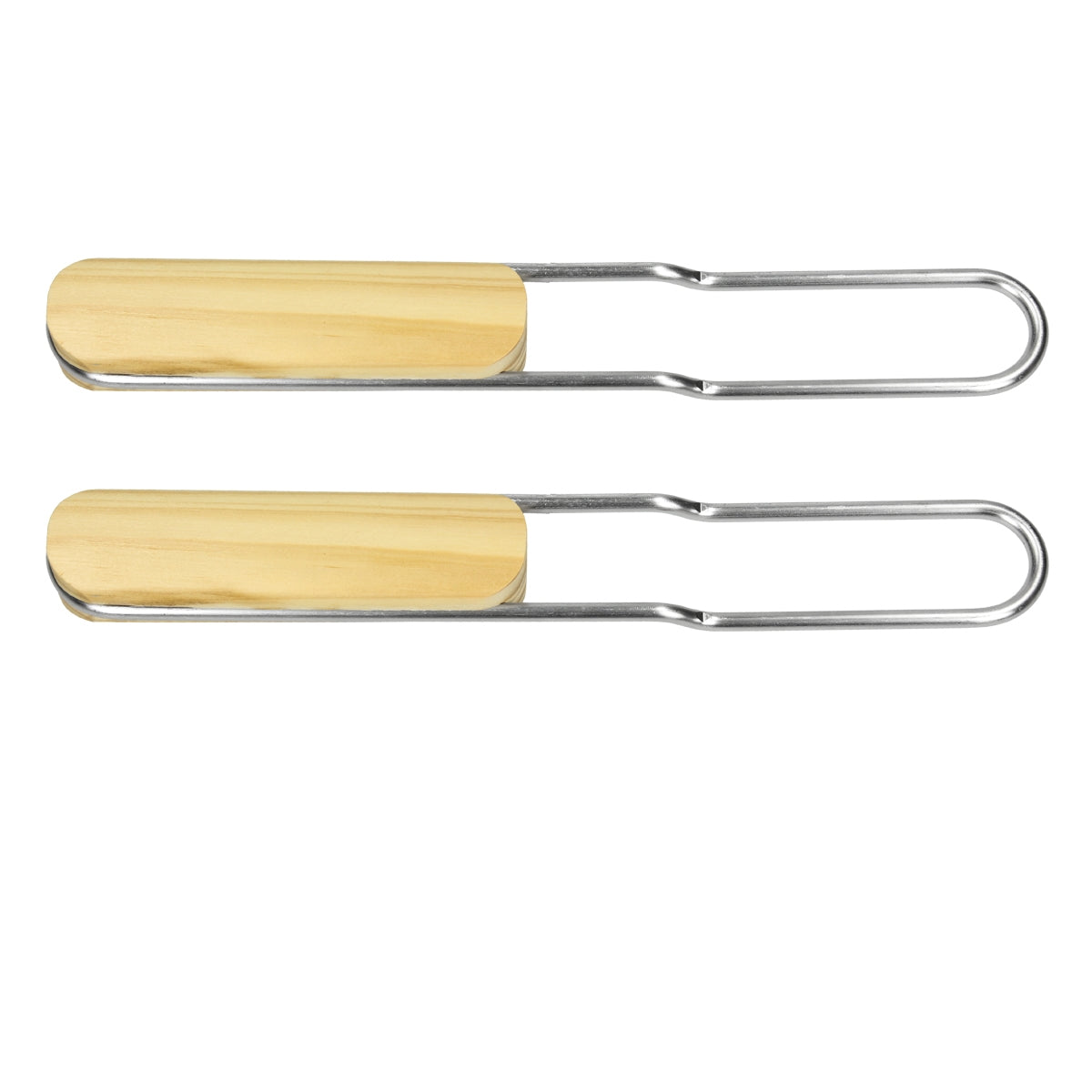 Zwei Holzgriff-Hebewerkzeuge mit metallischen Griffen.