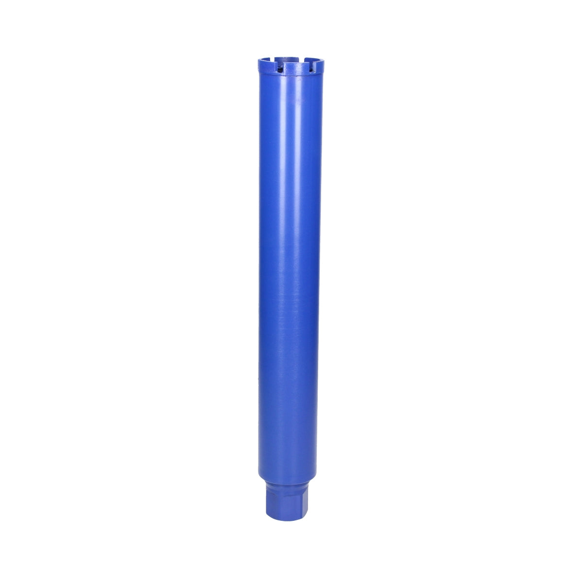 Blauer zylindrischer Bohrer mit gezacktem oberen Rand.