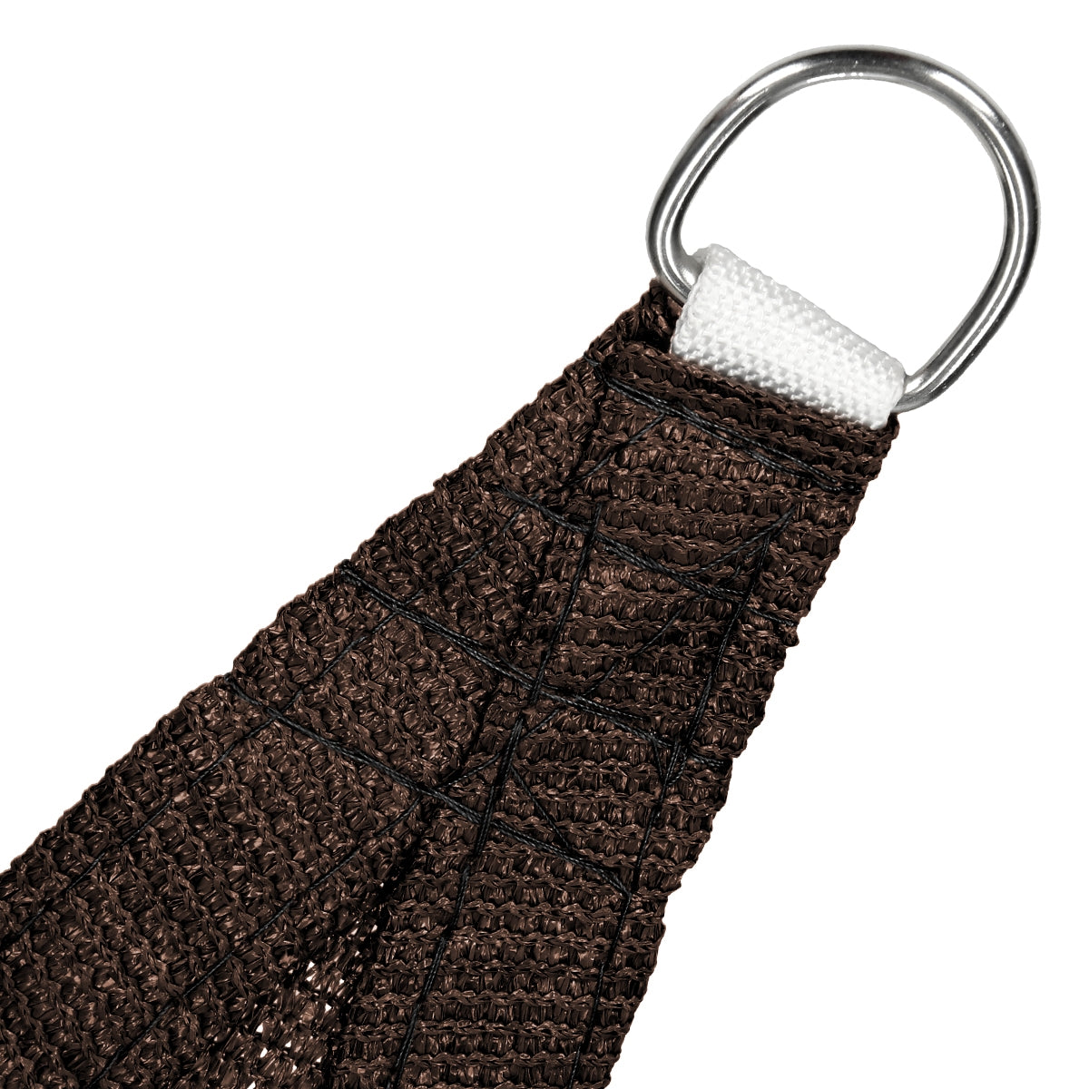 Brown fabric with a metal ring at the top edge.