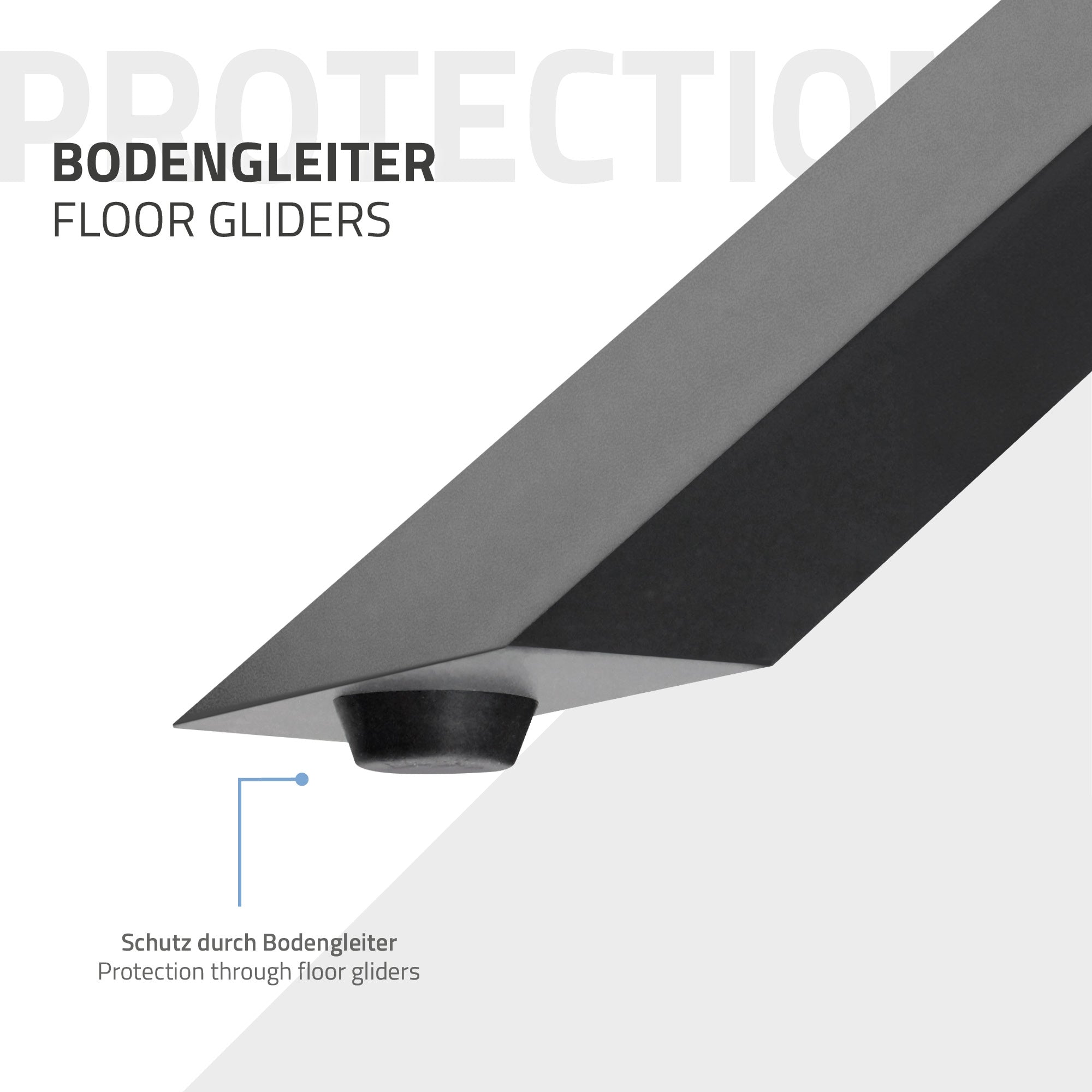 Bodenleiste mit Bodengleitern, Schutz durch Bodengleiter.